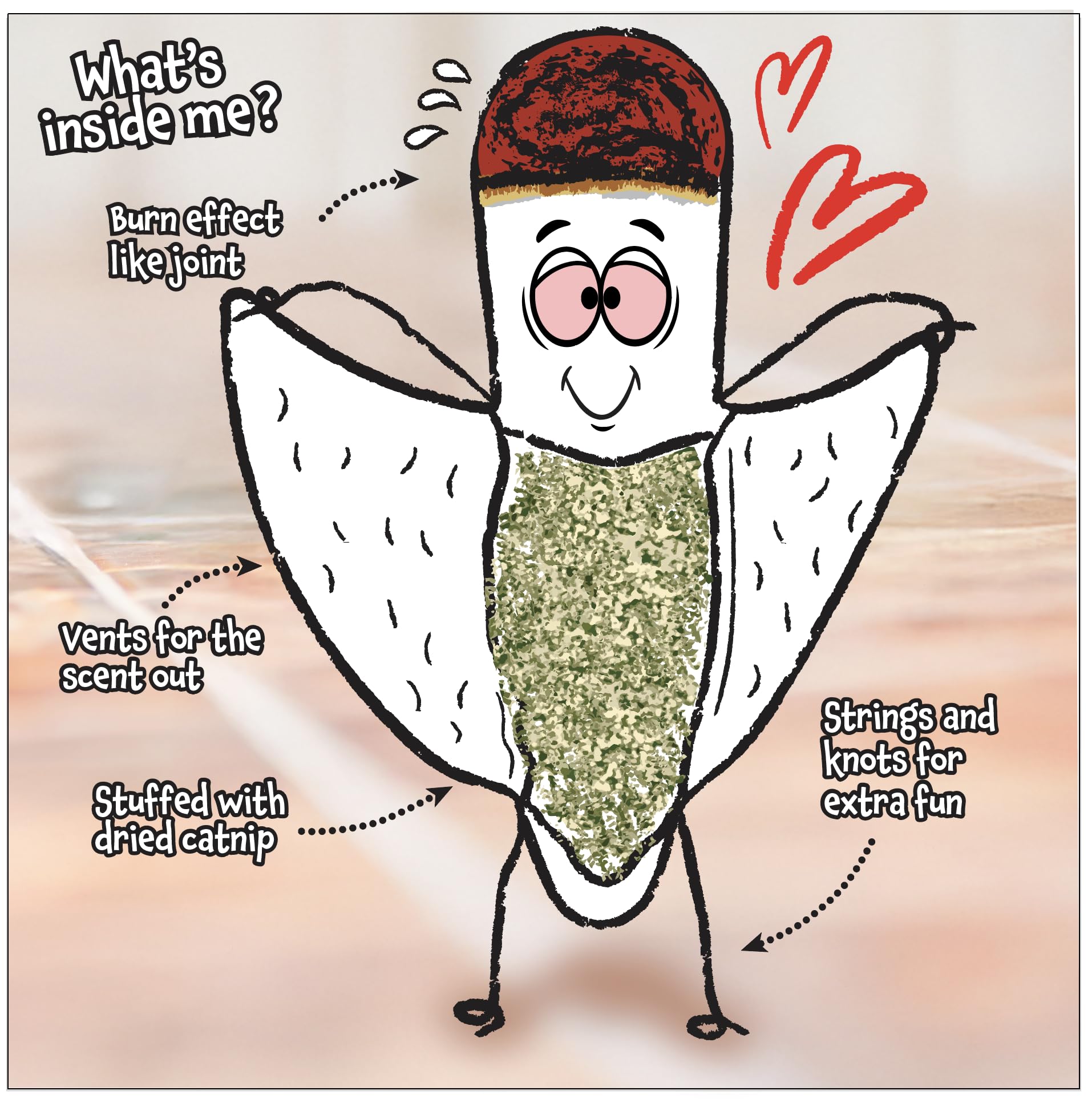 Lit Labs Kittie Doobs Adventure Toys - Funny Catnip Joints For Cats With Dried And Organic High Potency Catnip - Love Theme