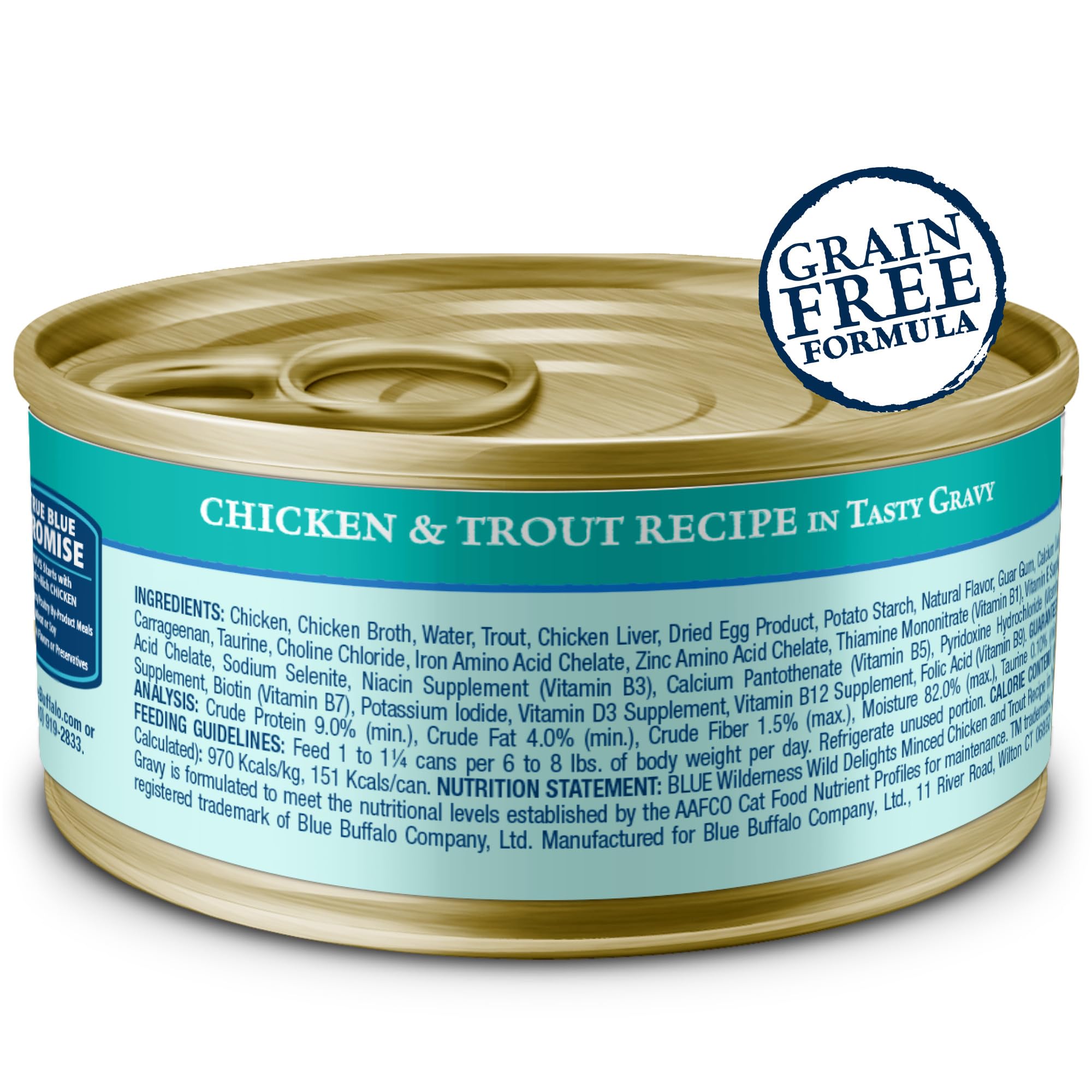 Blue Buffalo Wilderness Wild Delights Minced Wet Cat Food, High-Protein & Grain-Free, Made with Natural Ingredients, Chicken & T