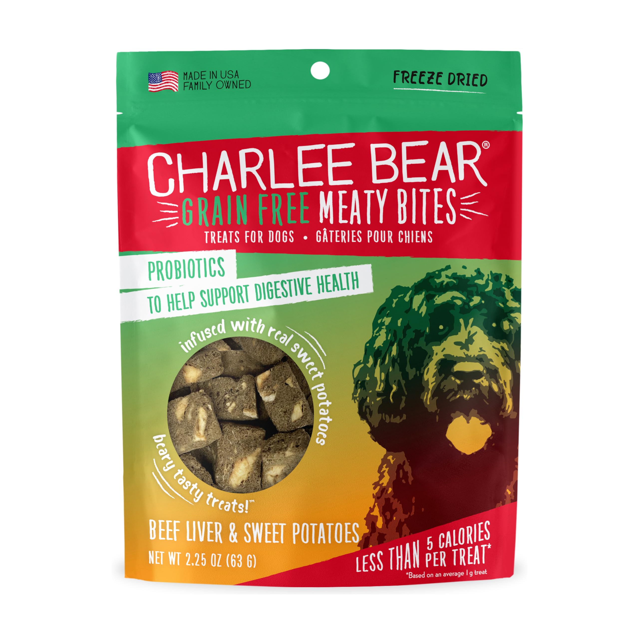 Charlee Bear Meaty Bites Dog Treats, Beef Liver & Sweet Potatoes, 2.5oz