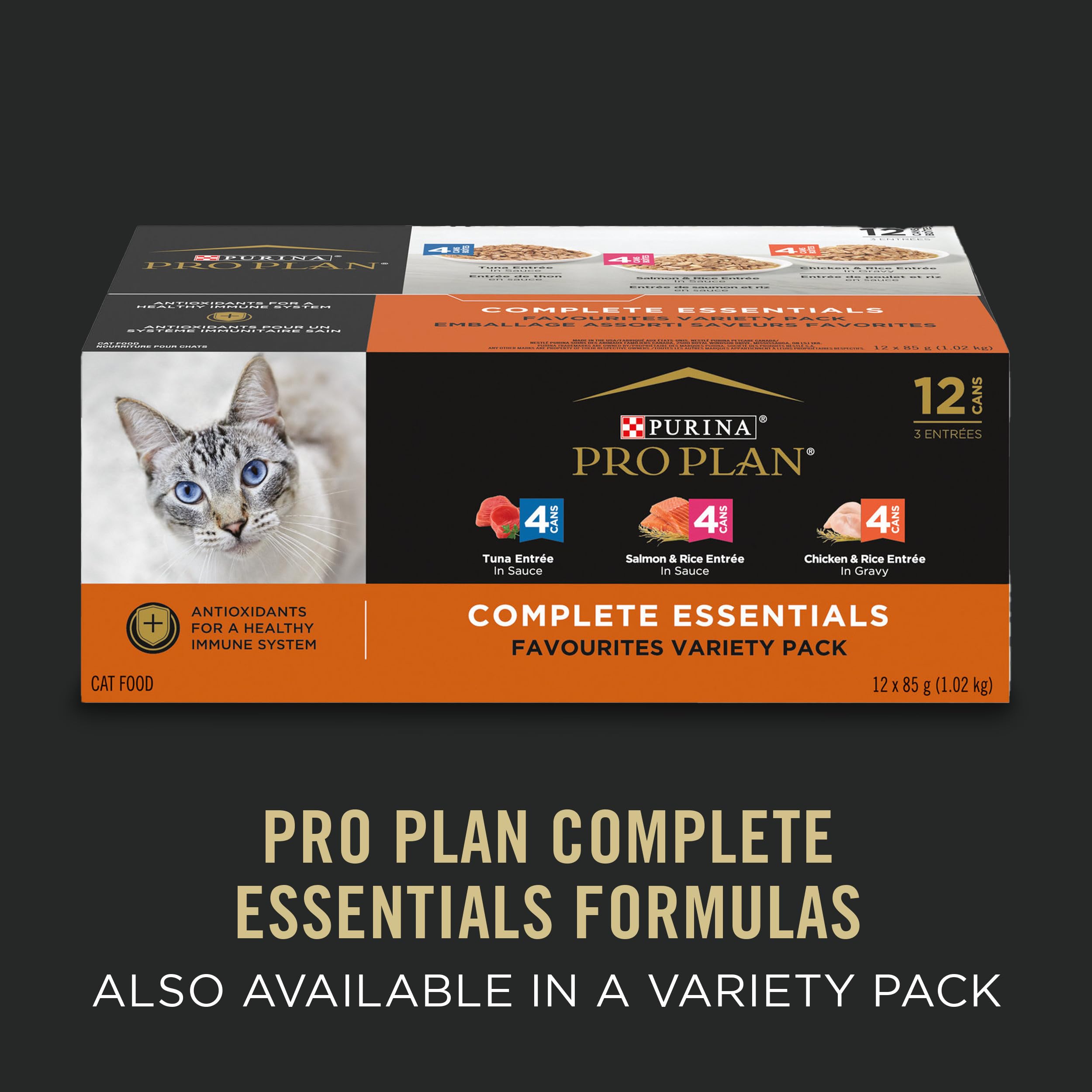Purina Pro Plan Gravy, High Protein Wet Cat Food, Complete Essentials Ocean Whitefish and Tuna Entree in Sauce - (Pack of 24) 5.
