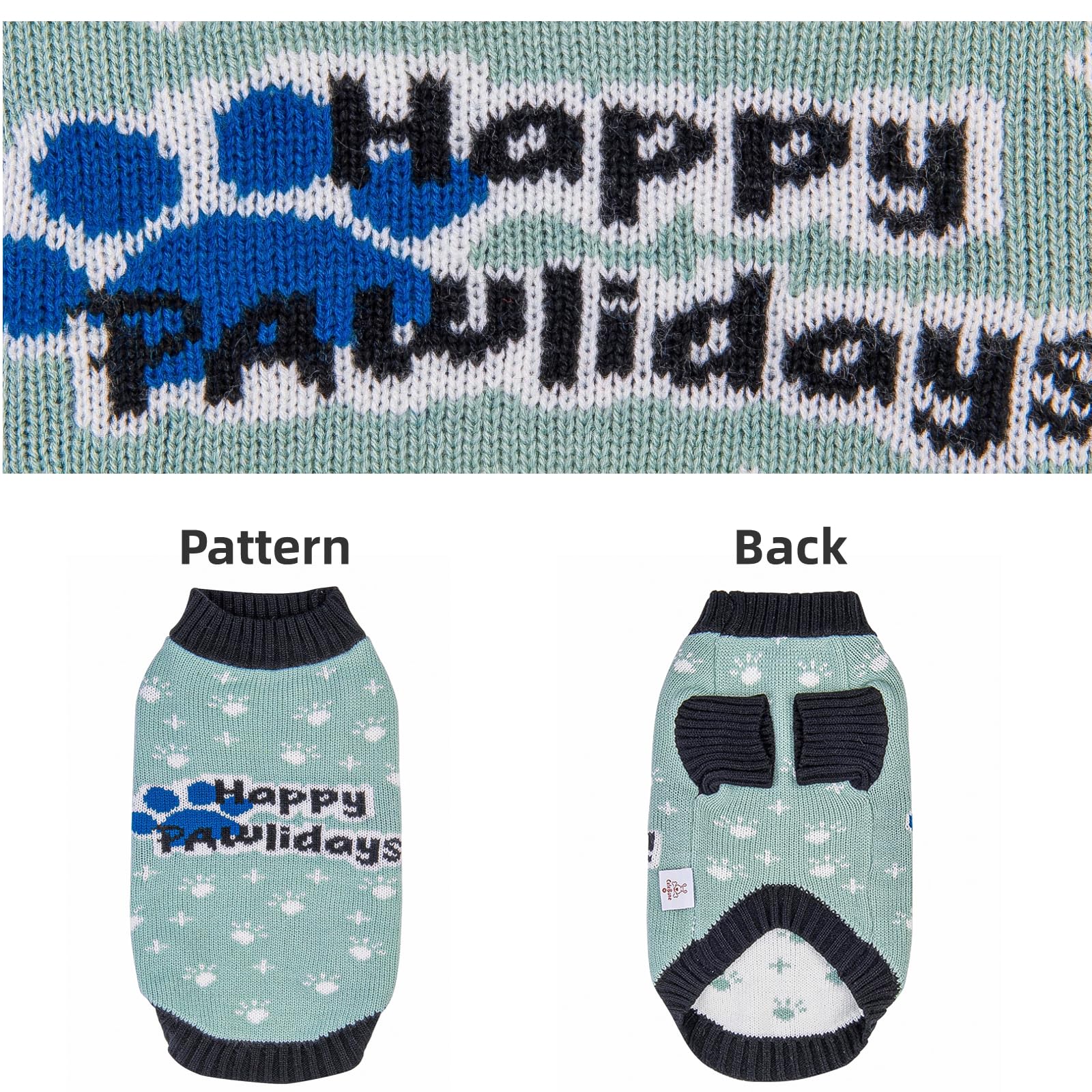Cutebone Dog Sweater Happy Pawliday Knit Puppy Clothes For Medium Dogs Pullover Pet Winter Clothes With Harness Hole