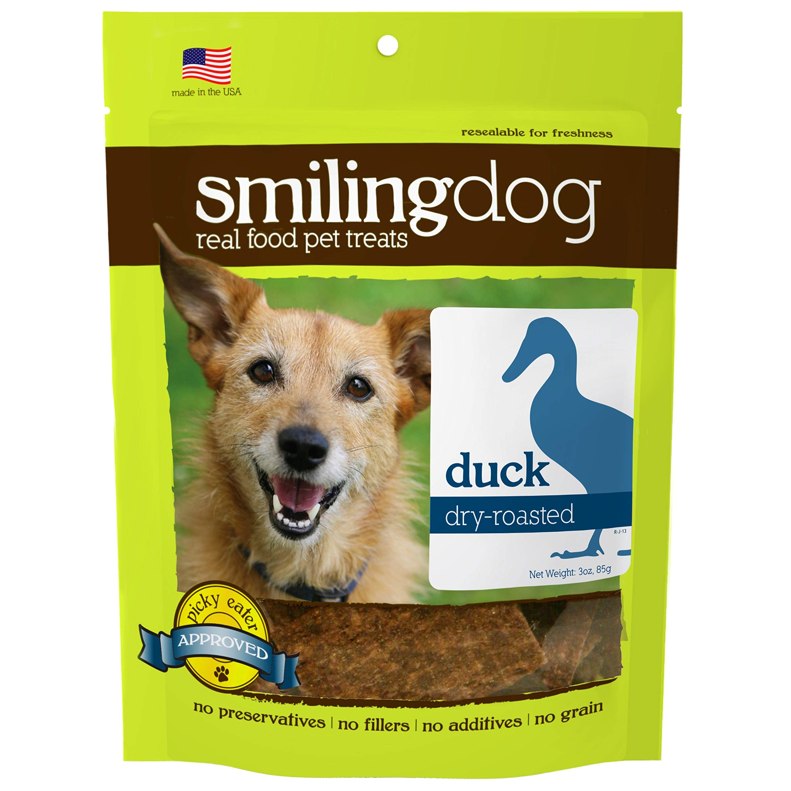 Herbsmith Smiling Dog Treats - Dry Roasted Duck - Thats 100% it - 3 Ounce