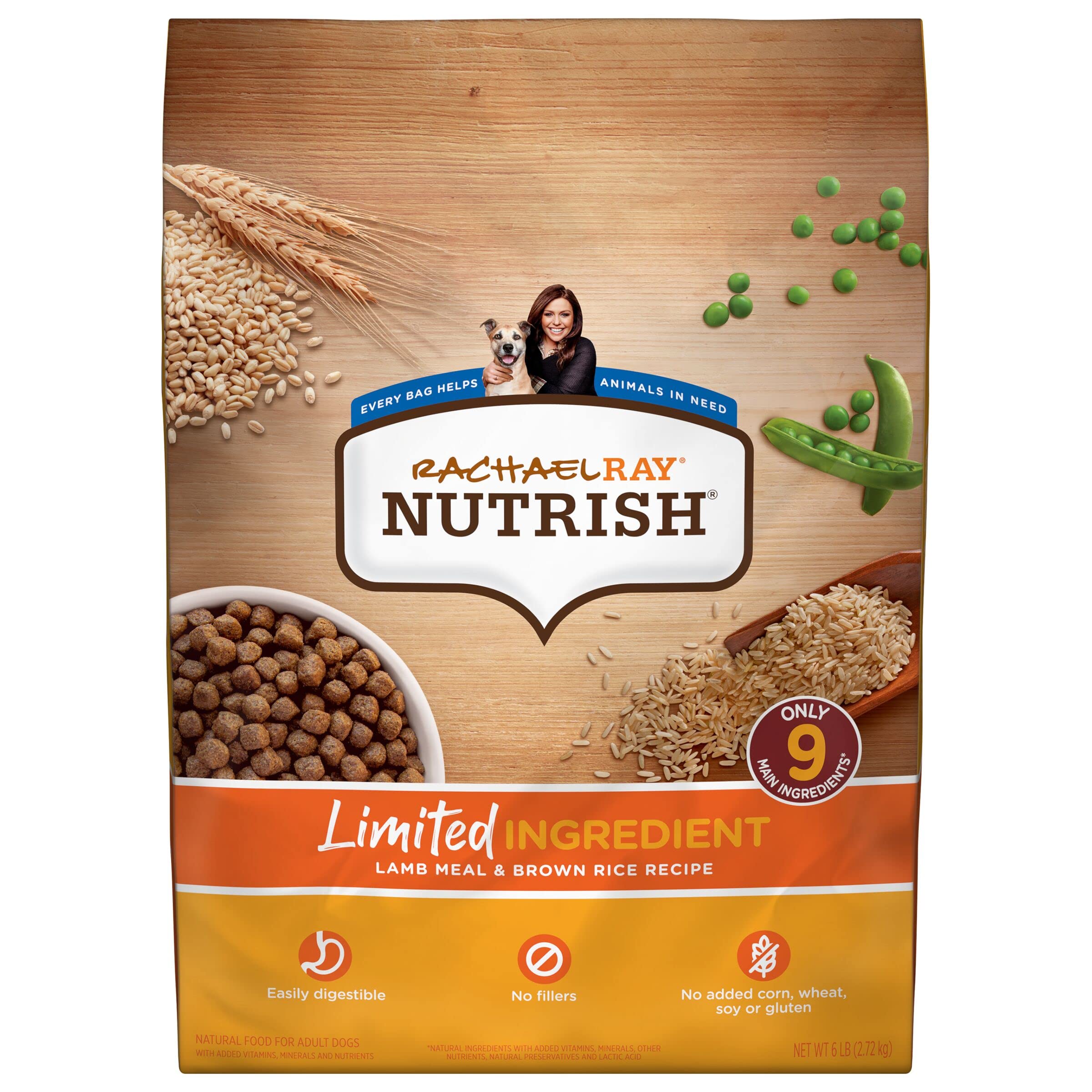 Rachael Ray Nutrish Limited Ingredient Diet Lamb Meal & Brown Rice Recipe, Lamb Meal & Rice, 6.00 Pound (Pack of 1) (Packaging D