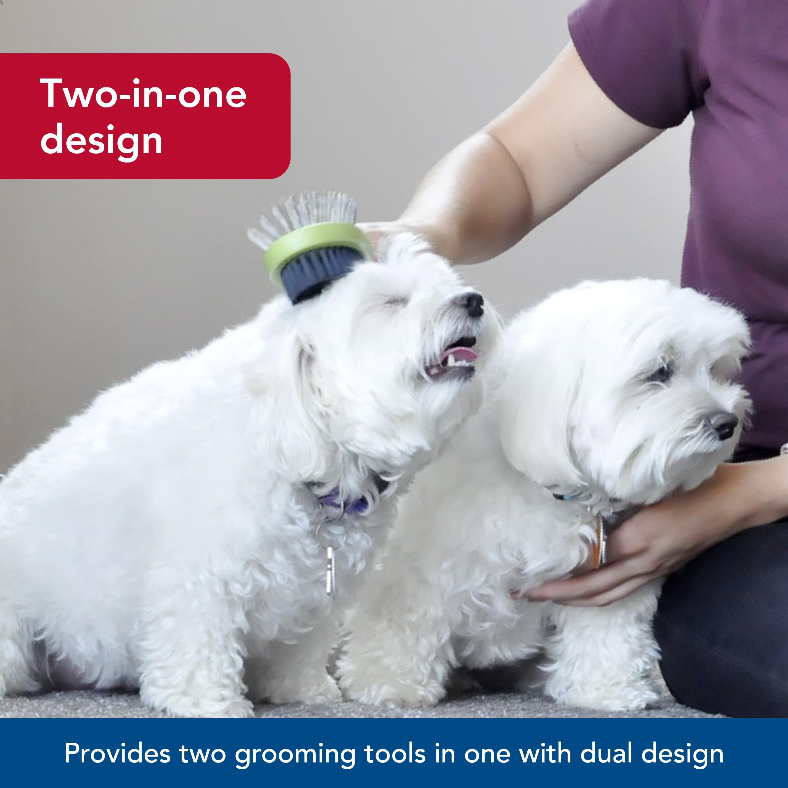 Coastal Pet Safari Pin and Bristle Combo Dog Brush with Plastic Handle - 2-in-1 Wire Pin Brush and Dog Bristle Brush - Ideal for