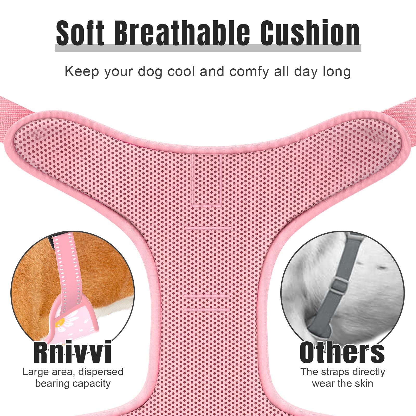 Rnivvi No Pull Dog Harness, Cute Flower Reflective X-Small Sized Puppy Harness, Adjustable Soft Padded Vest for Small Dogs, Cats