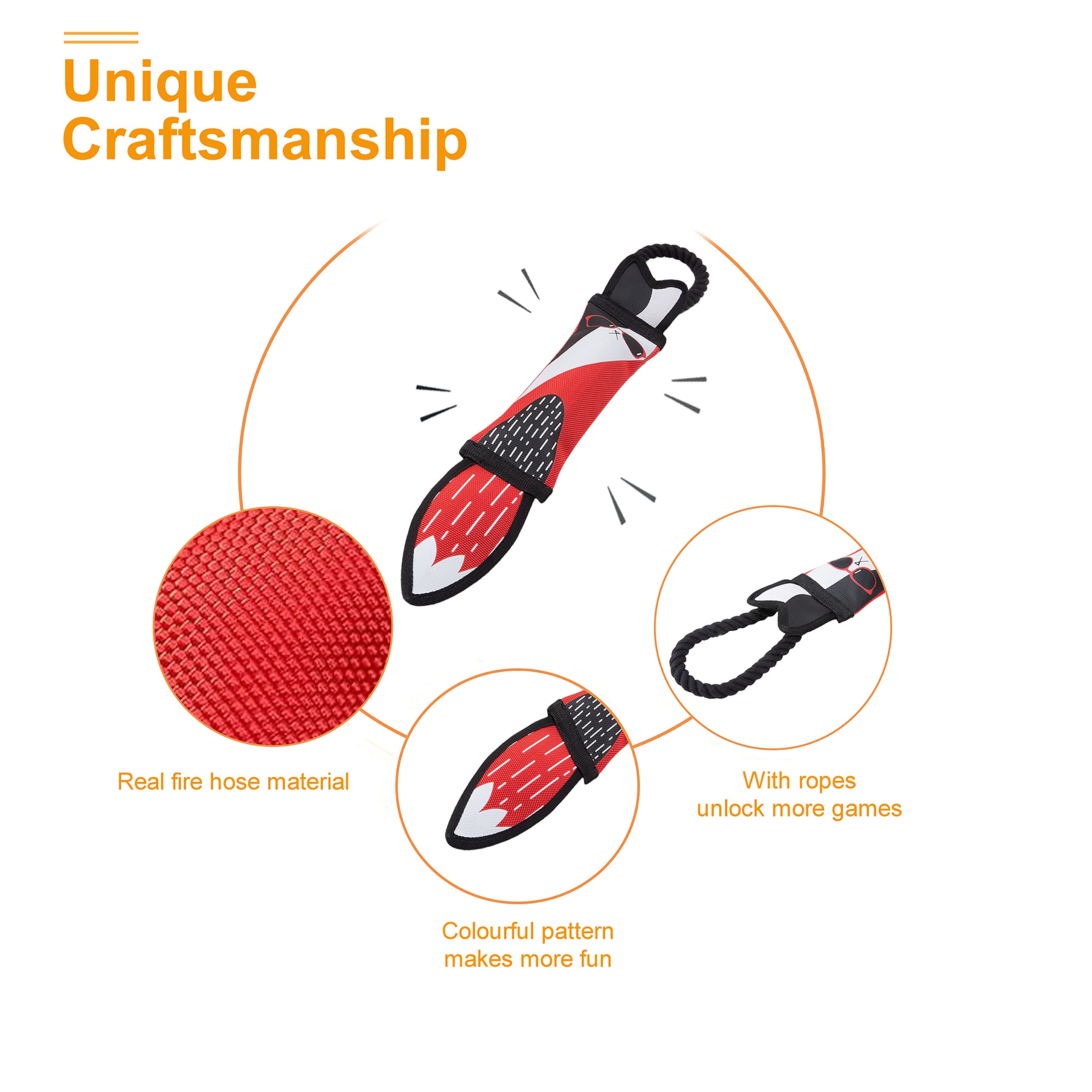 Purrrfect Life Fire Hose Interactive Squeaking Water Dog Toy, Dog Toy For Tug O War, Durable Dog Chew Toy With Squeakers, No Stuffing Dog Toy With Ropes For Small, Medium & Large Dogs