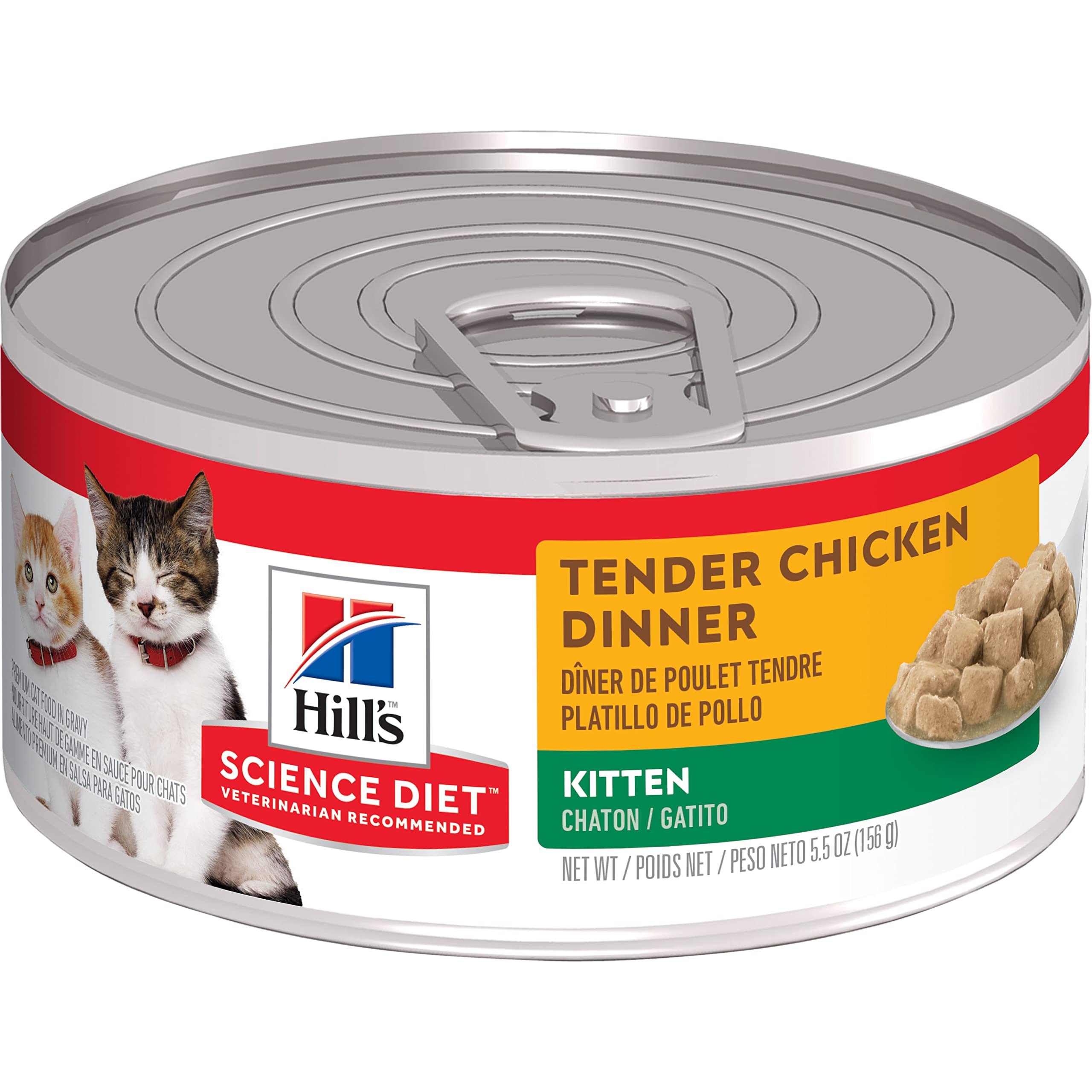 Hills Science Diet Wet Cat Food, Kitten, Tender Chicken Dinner, 5.5 oz. Cans, (Pack of 24)