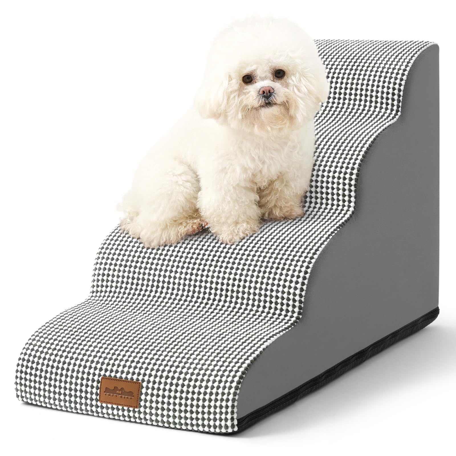 COZY KISS Dog Stairs for Small Dogs 19.7  H, Curved Dog Step for Puppy, Older or Cat, Medium Pet Ramp for Sofa, Couch or Bed, La