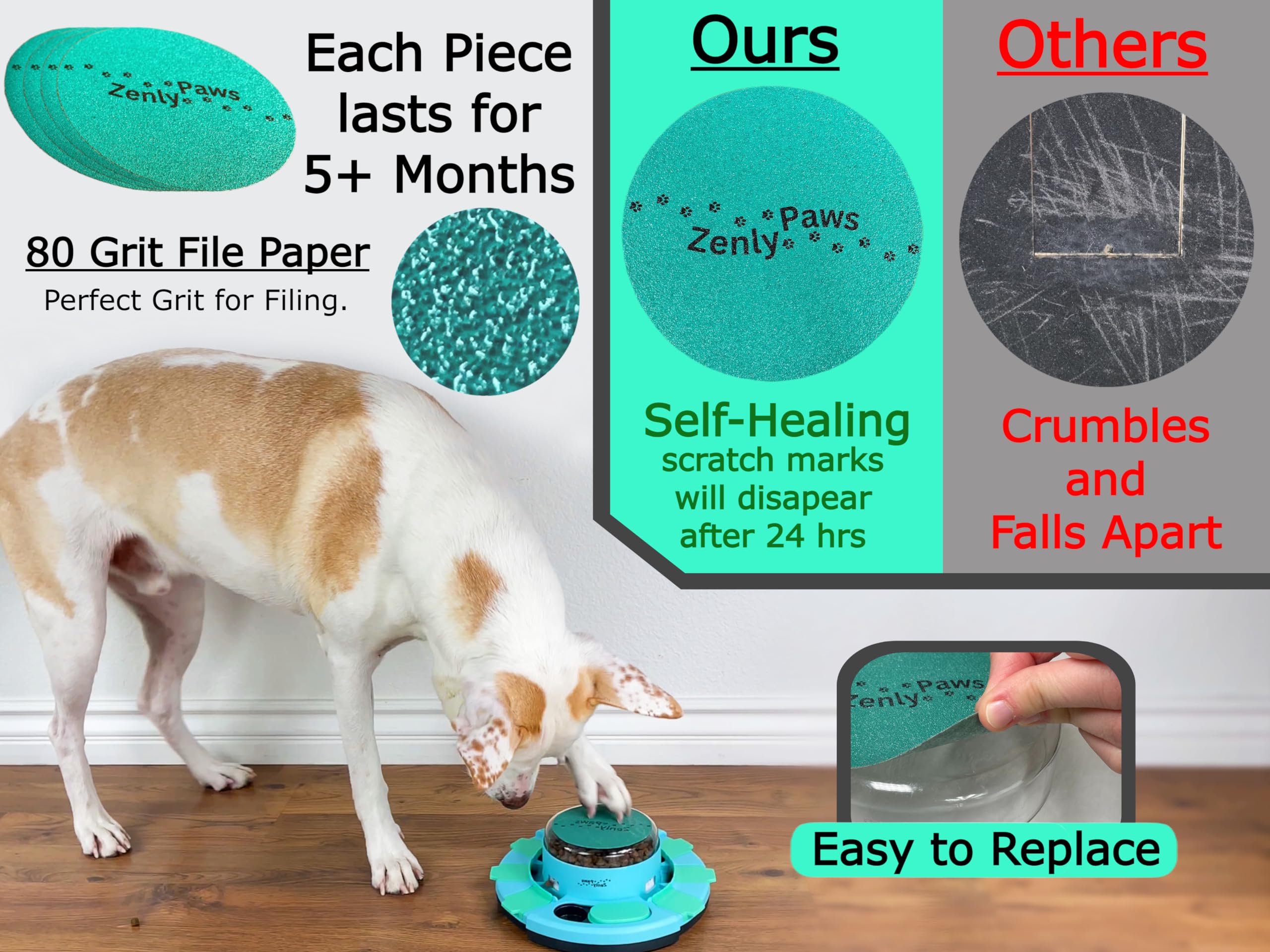 Zenly Paws Nail File Toy, Dog Scratch Pad for Nails, Dog Nail Scratch Board, Scratching Board for Dogs, Scratching Pads Files Sc