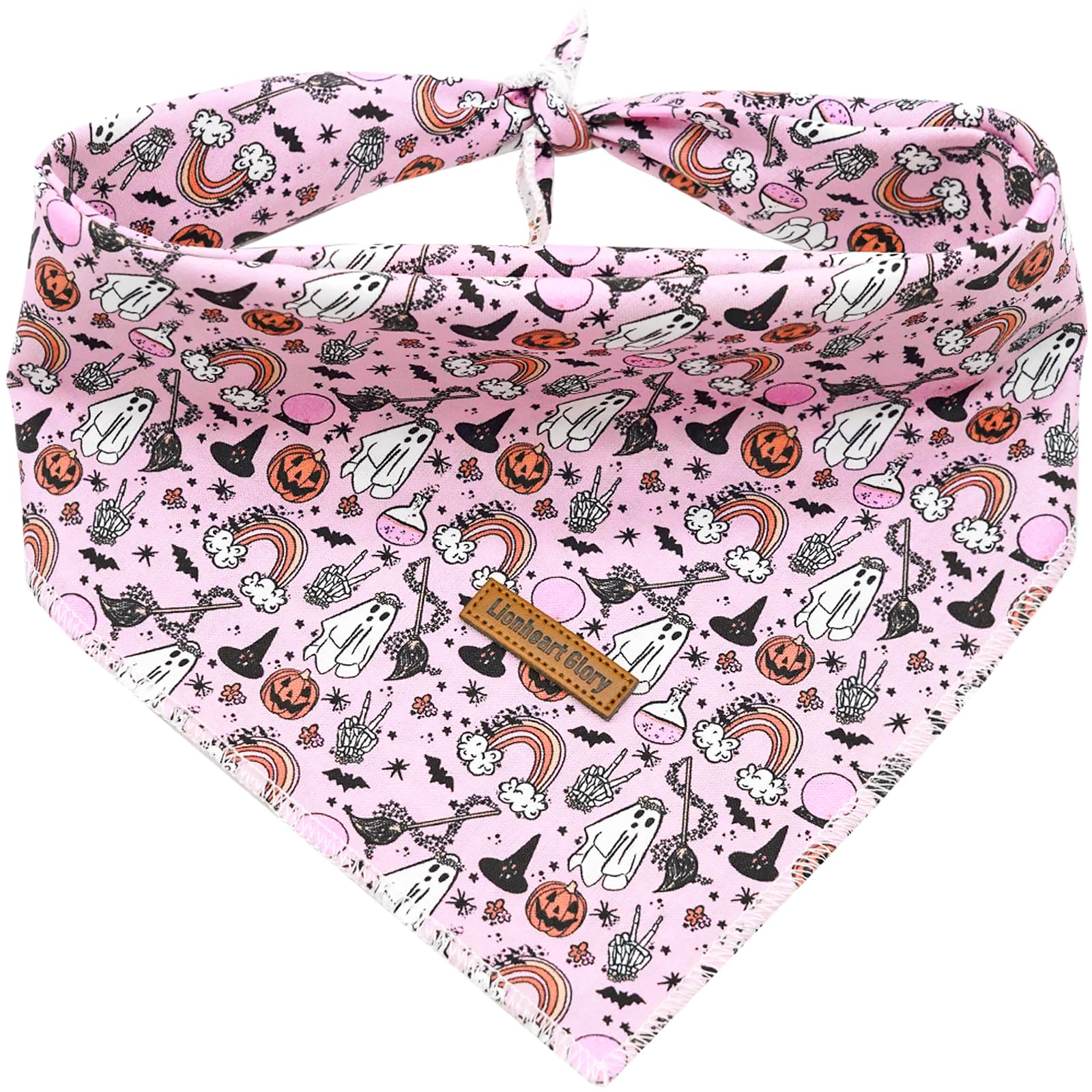 Lionheart Glory Dog Bandana Halloween 1 Pack Washable Soft Dog Scarf, Fall Bib Scarf Boy Girl Bandana Square Adjustable Dog Bandanas For Small To Large Dog