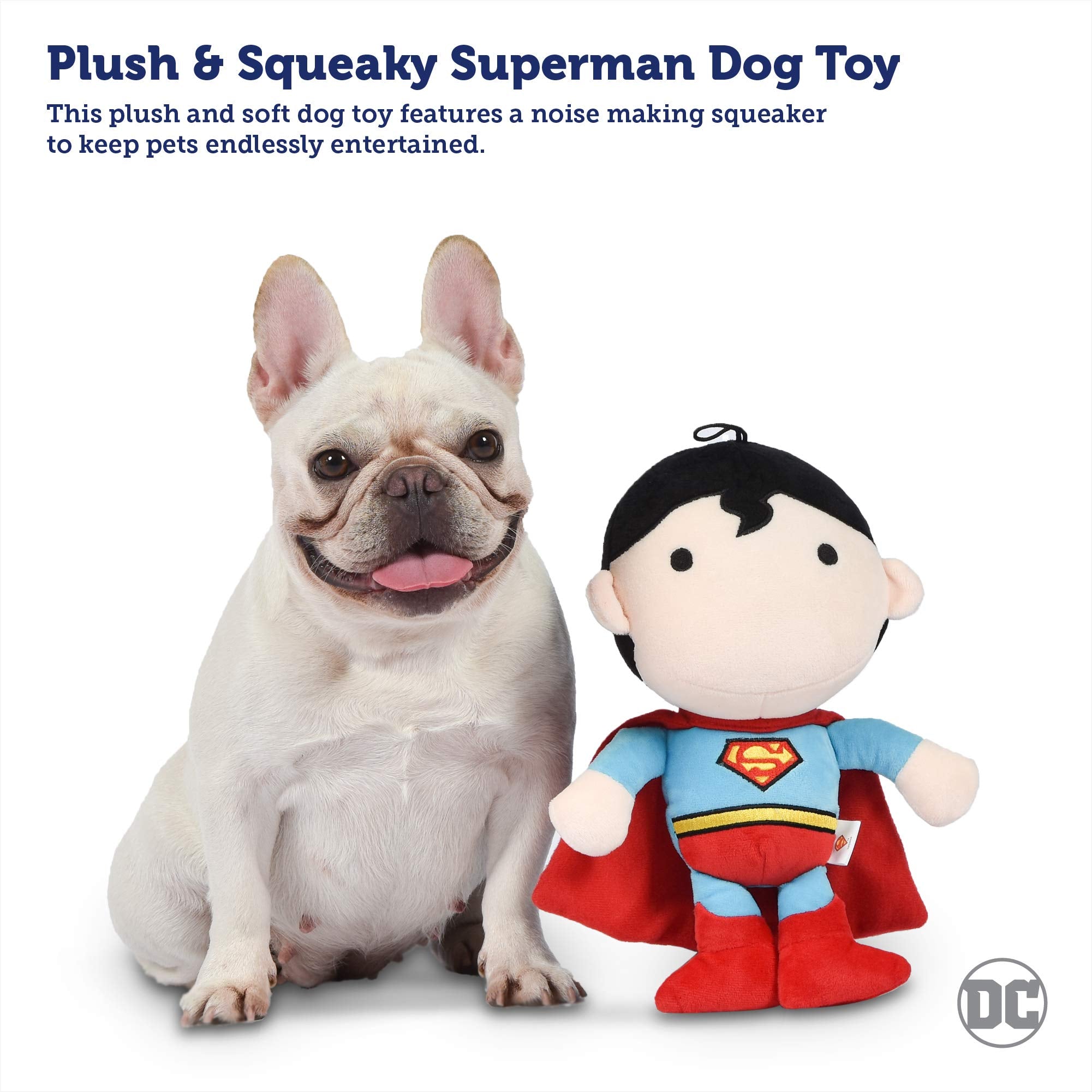 Dc Comics For Pets Superman Mini Plush Figure Dog Toy, Squeaky Plush Dog Toy For All Dogs, Soft And Adorable Toy For Dogs With Squeak Noise Maker, Cute Dog Accessories, Red, Small - 6'