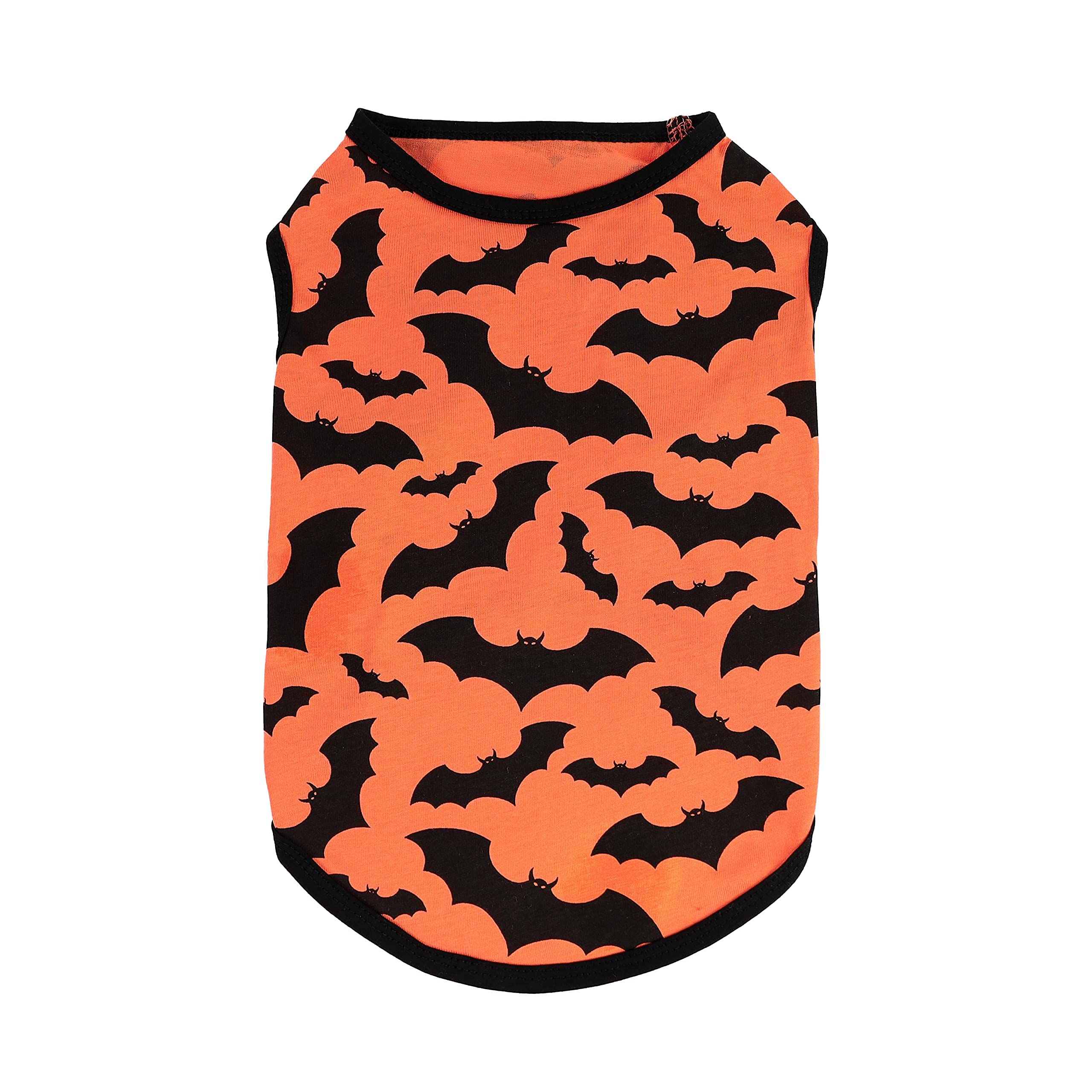 Fitwarm 100% Cotton Halloween Dog Clothes Scary Bat Dog Costumes Doggie Shirts Puppy Shirt Pet Vest Tank Top Cat Tee Orange Small