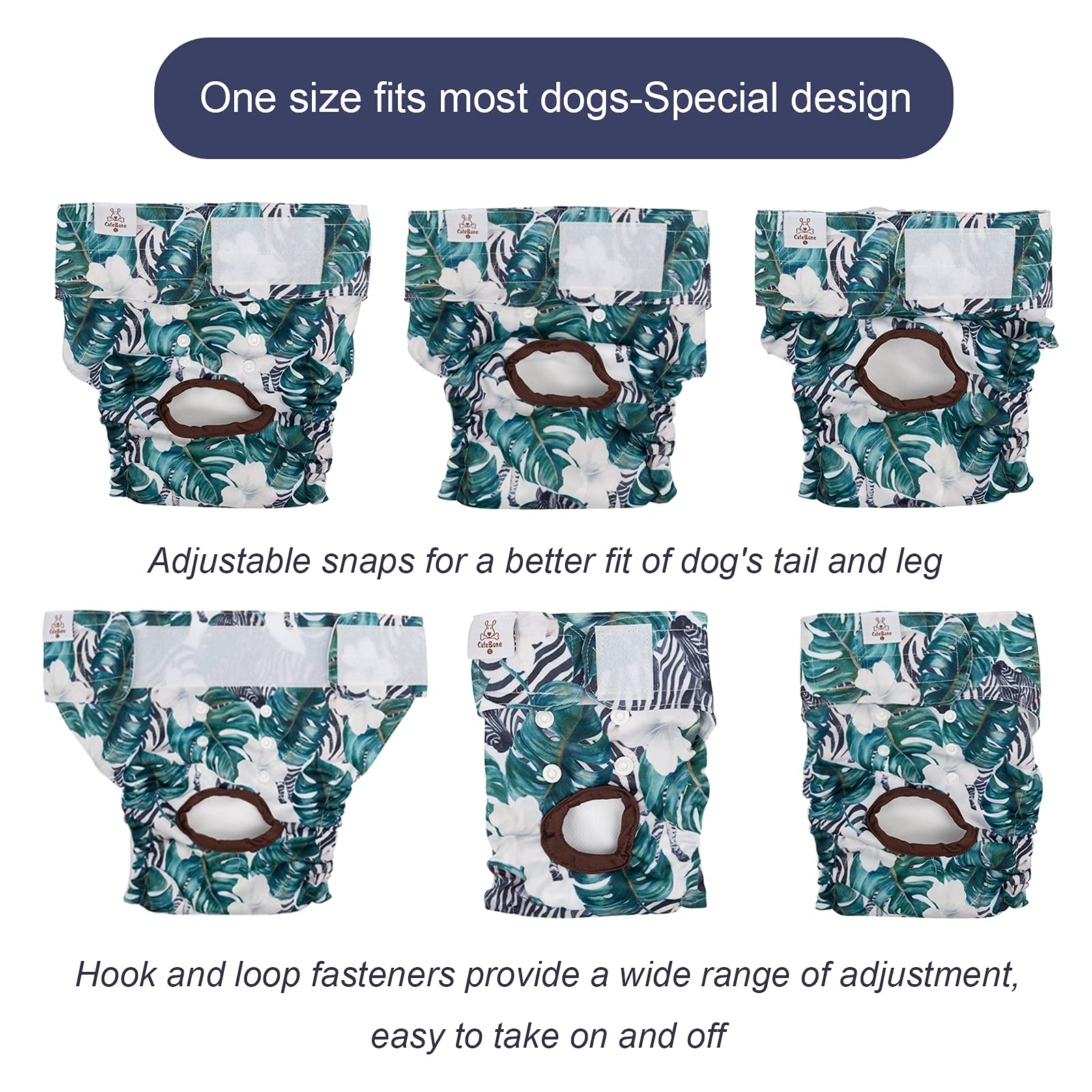 Cutebone Absorbent Dog Pampers Female Puppy Diapers Washable 3 Pack D39Xl
