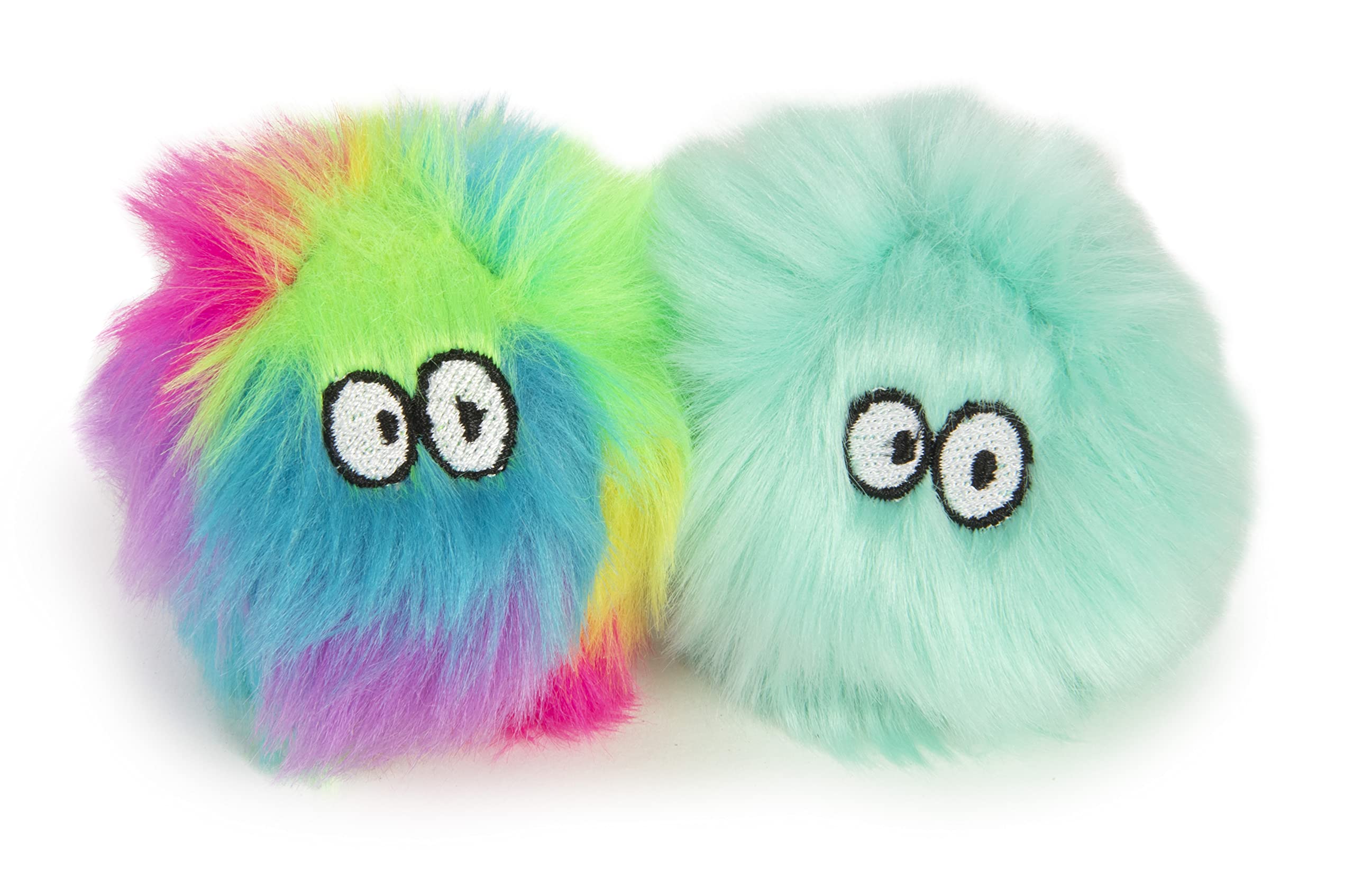 Smartykat (2 Count Fuzzy Friends Plush Catnip Ball Cat Toys - Rainbow/Turquoise, 2 Count