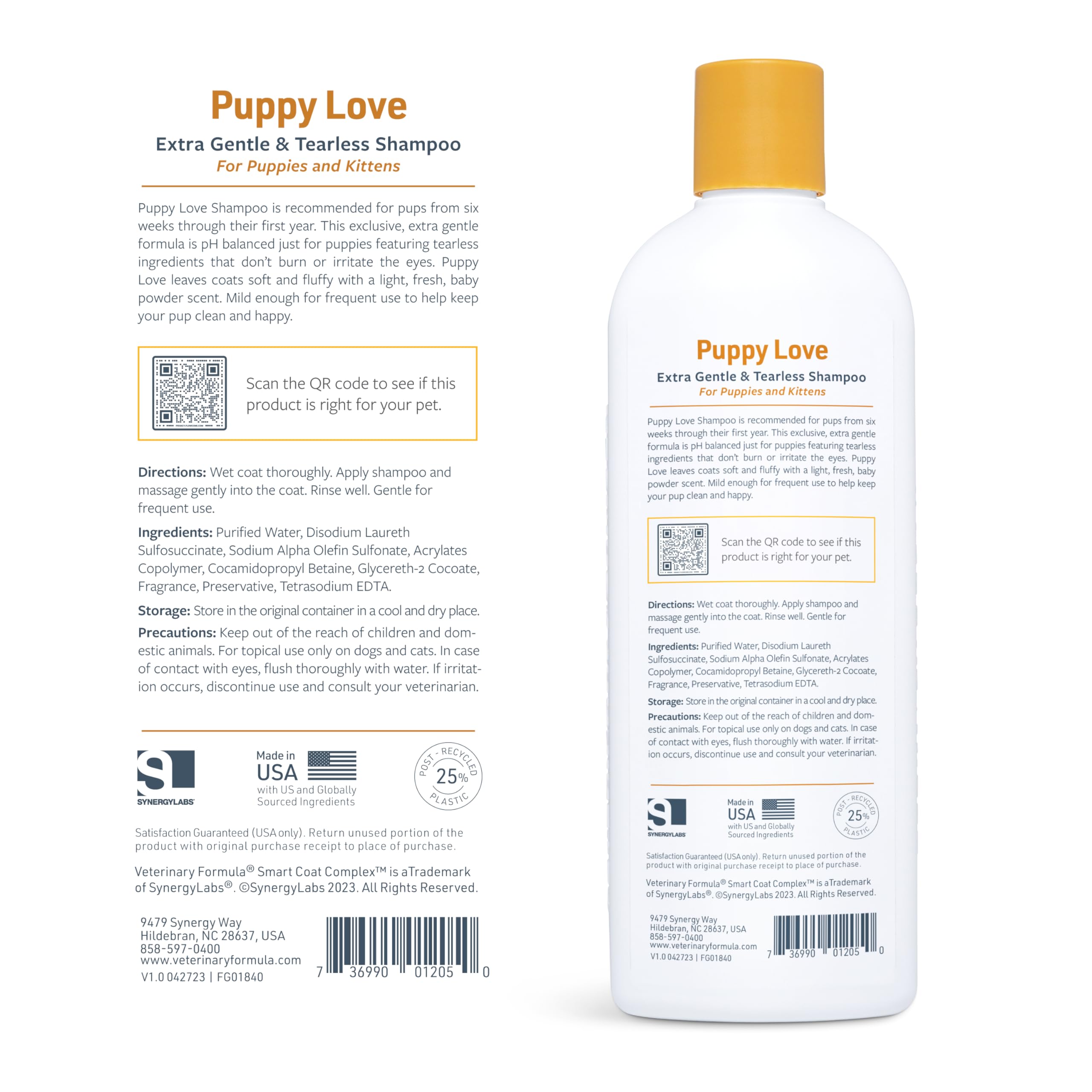 Veterinary Formula Smart Coat Complex Puppy Love Extra Gentle Tearless Shampoo, 17 Fl Oz – For Pups Over 6 Weeks – With Fresh Scent, Long-Lasting Clean – Won'T Dry Out Delicate Skin