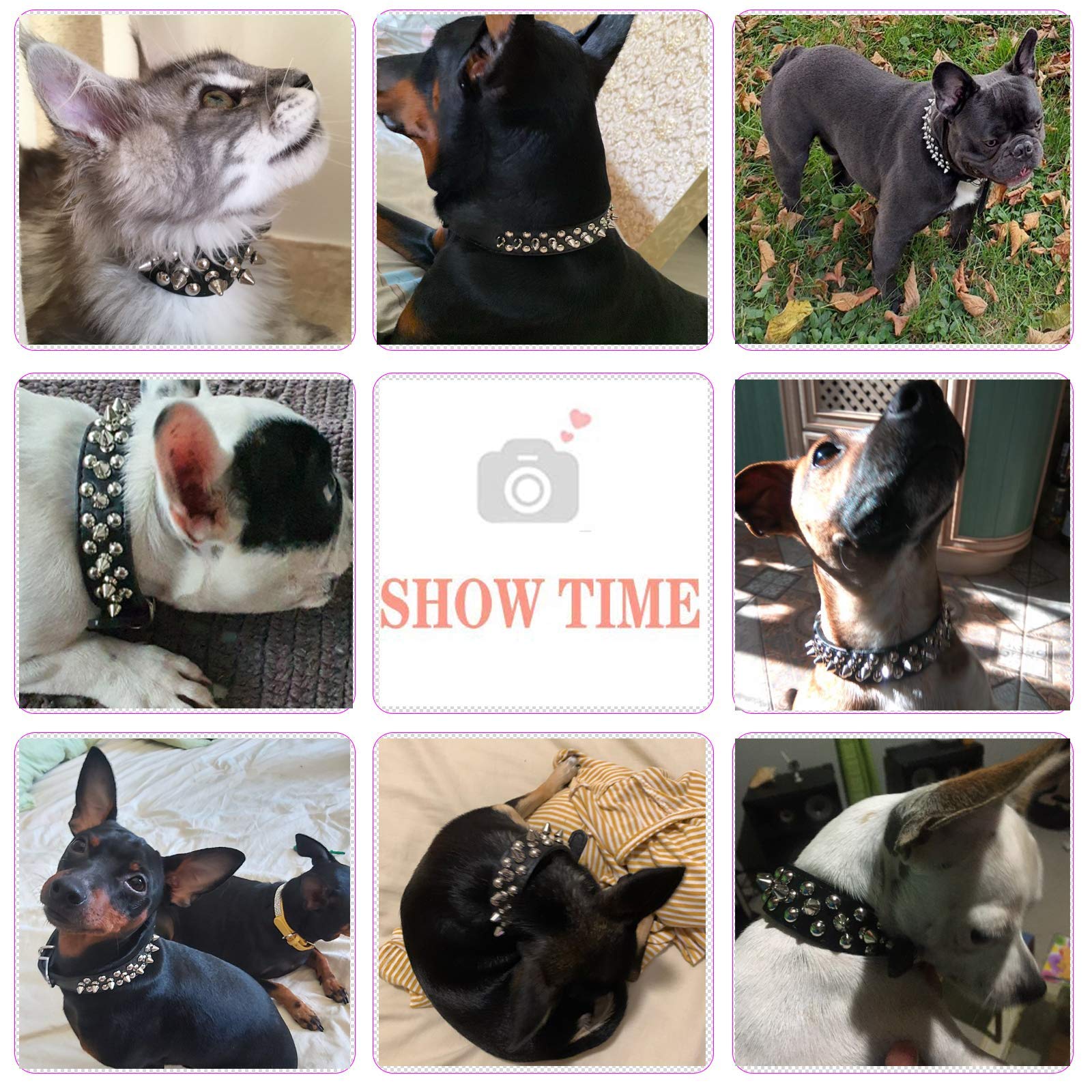 Petcare Spiked Dog Collar Black Soft Pu Leather Funny Mushrooms Rivet Spike Studded Puppy Collar Adjustable Outdoor Pet Dog Collar For Small Medium Large Dogs Cats Chihuahua Pug Pit Bull Dog Collars