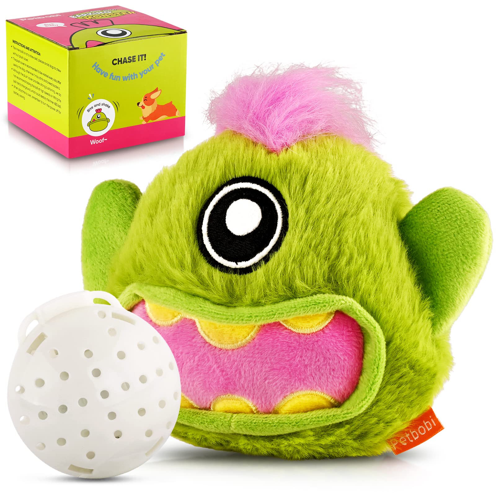 Petbobi Interactive Dog Toys Monster Active Ball for Dogs with Batteries, Self Moving Balls and Plush Cover for Small & Medium D