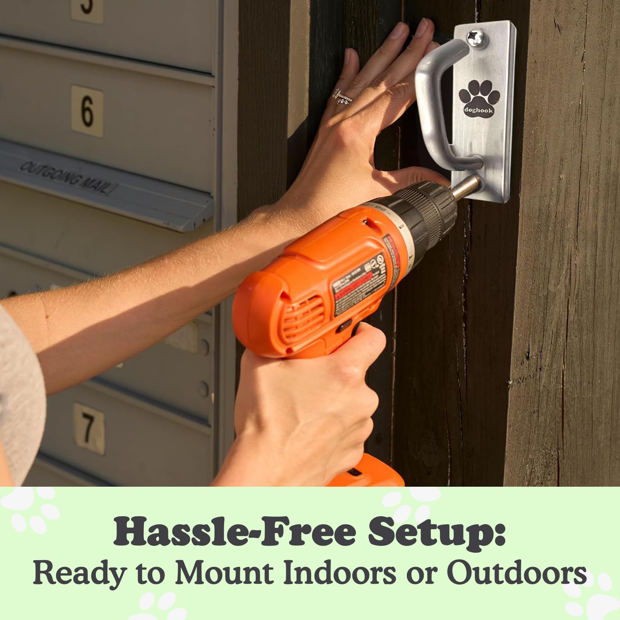 Canine Hitch- Secure Dog Leash Parking Mounted Indoor - Outdoor Wall Hook - Tie Out Stainless Steel Practical Lead Management Fo