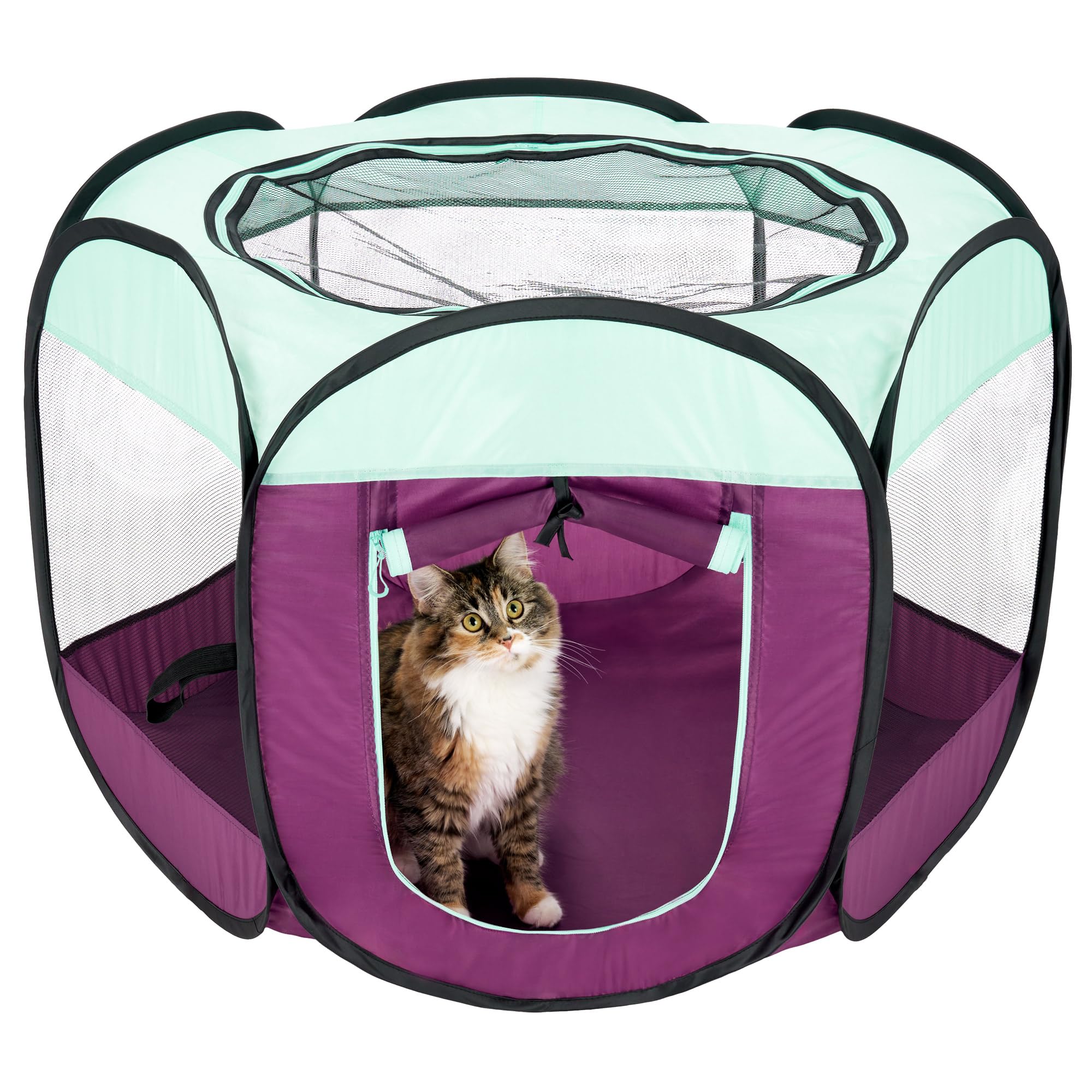 Furhaven Portable Dog Playpen Cat Tent, Pet Playground/Kennel Foldable Indoor Outdoor Zippered Puppy Crate - Purple, Small