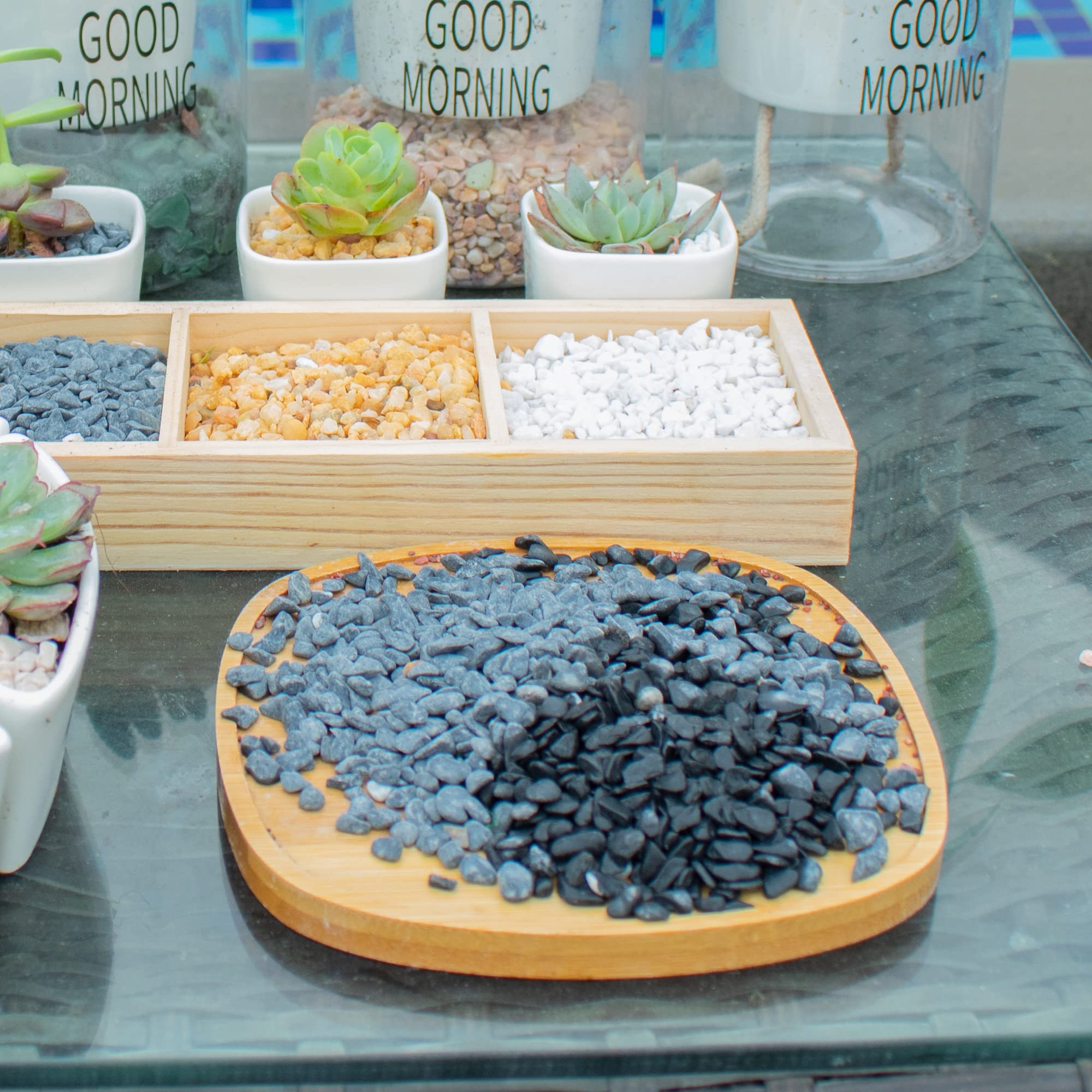 Anothera Stones for Plants Smooth Natural Black River Rocks,7LB Plant Aquarium Gravel Stones for Succulents Bonsai Terrarium Vas