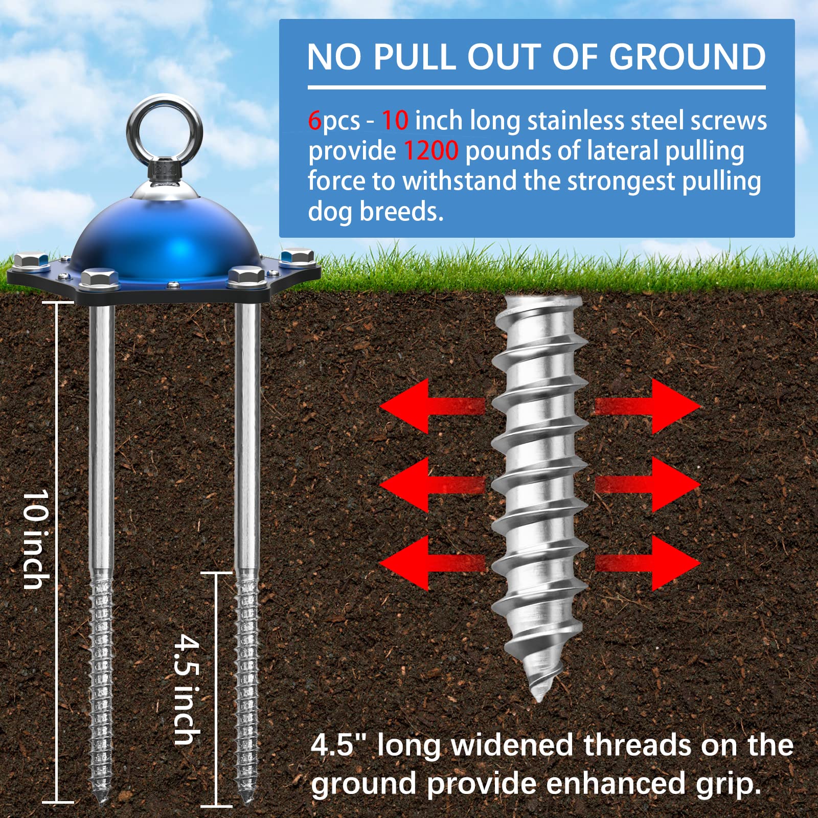[New] 2023 Dog Tie Out Cable And Stake,360°Swivel Dog Anchor,30Ft Dog Chain Leash,Heavy Dog Yard Stake Rust Proof Dog Run Can Hold 2 Dog Up To 150Lbs,Suitable For Outdoor Camping