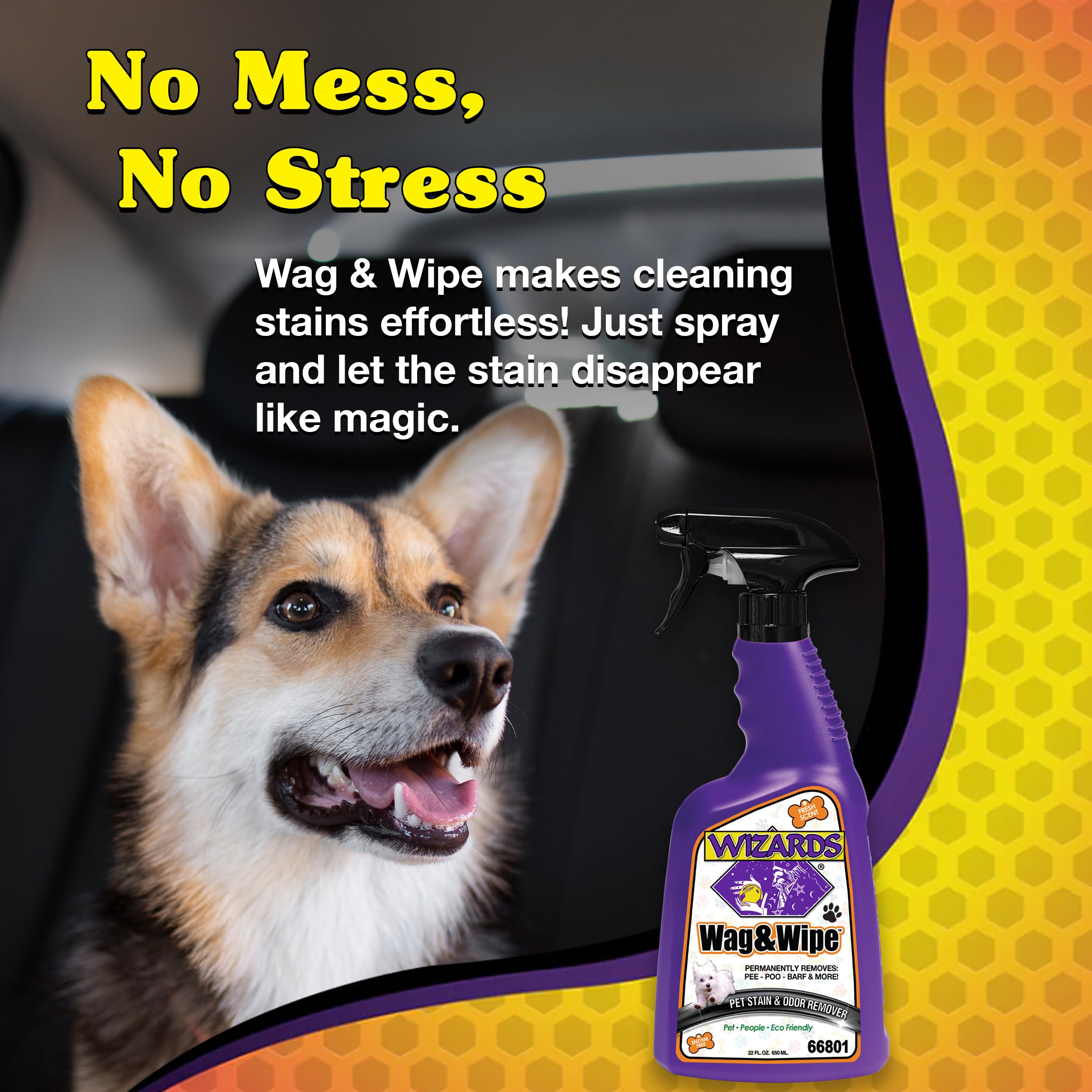 Wag & Wipe Pet Stain Remover - Easy To Use Pet Cleaner - Effectively Removes Floor Stain - No Enzyme Stain Remover - Cat And Dog Cleaning Products - 24 Oz