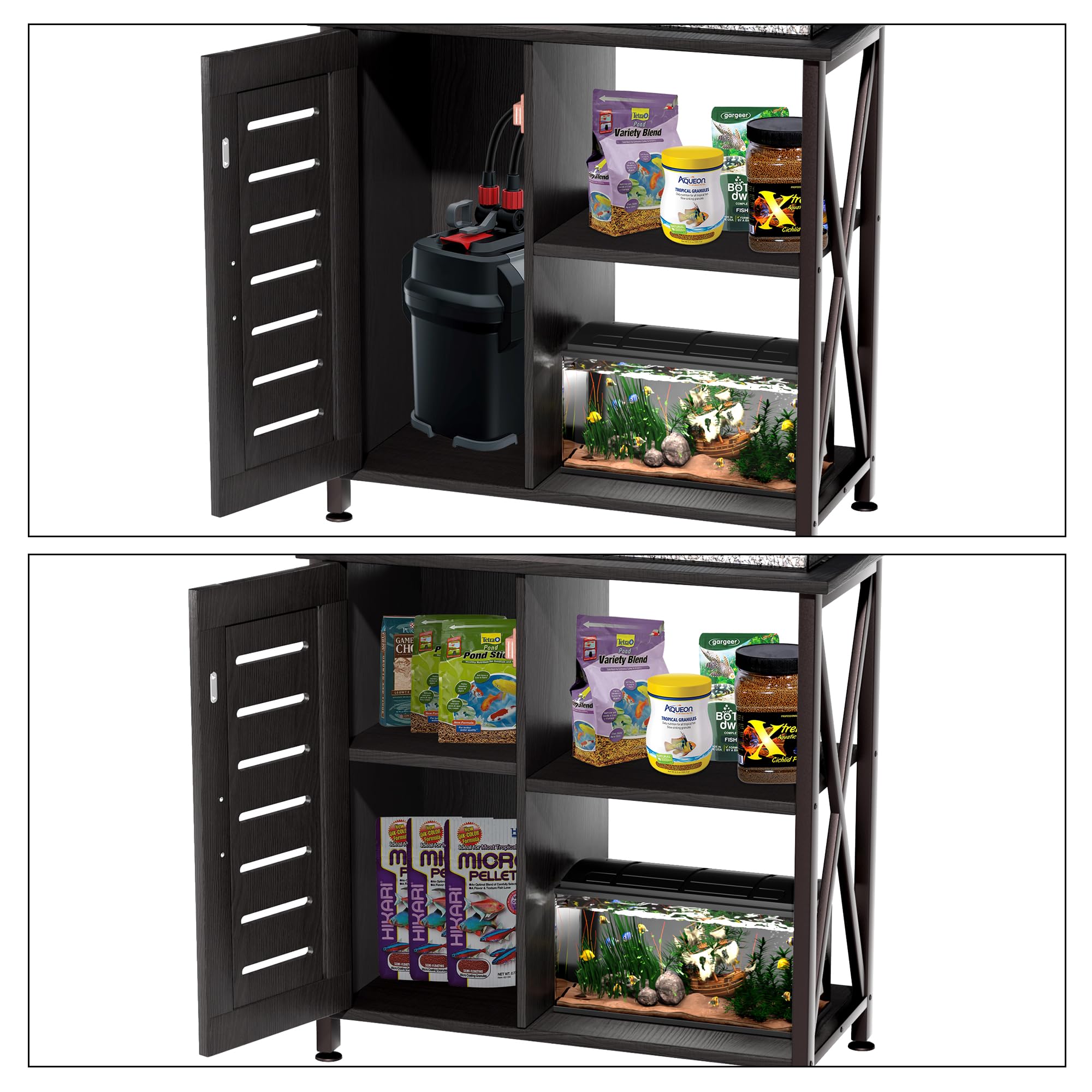 Herture 20-29 Gallon Fish Tank Stand, Aquarium Stand with Cabinet Accessories Storage, Heavy Duty Metal Frame, 31.49 L*15.74 W T