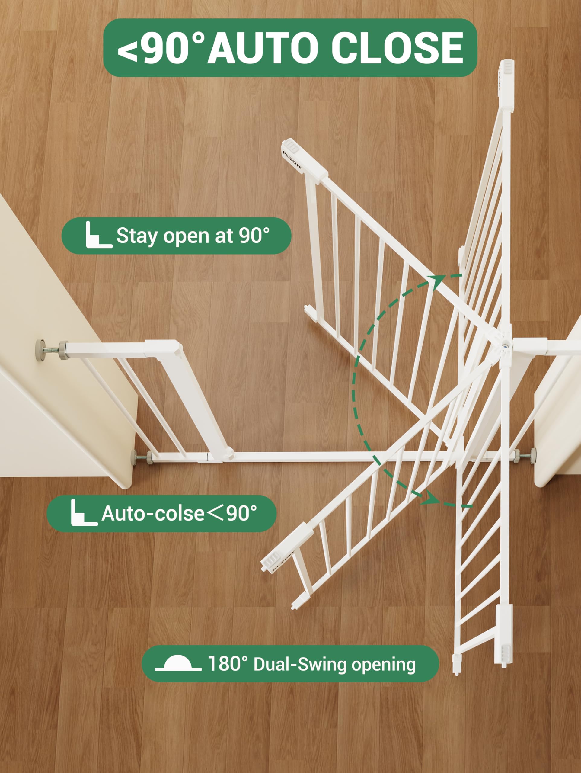 36  Extra Tall Baby Gate for Stairs, 29.5-40.5  Wide Dog Gate for Doorways, Walk Thru Auto Close Metal Pet Gate for The House, S