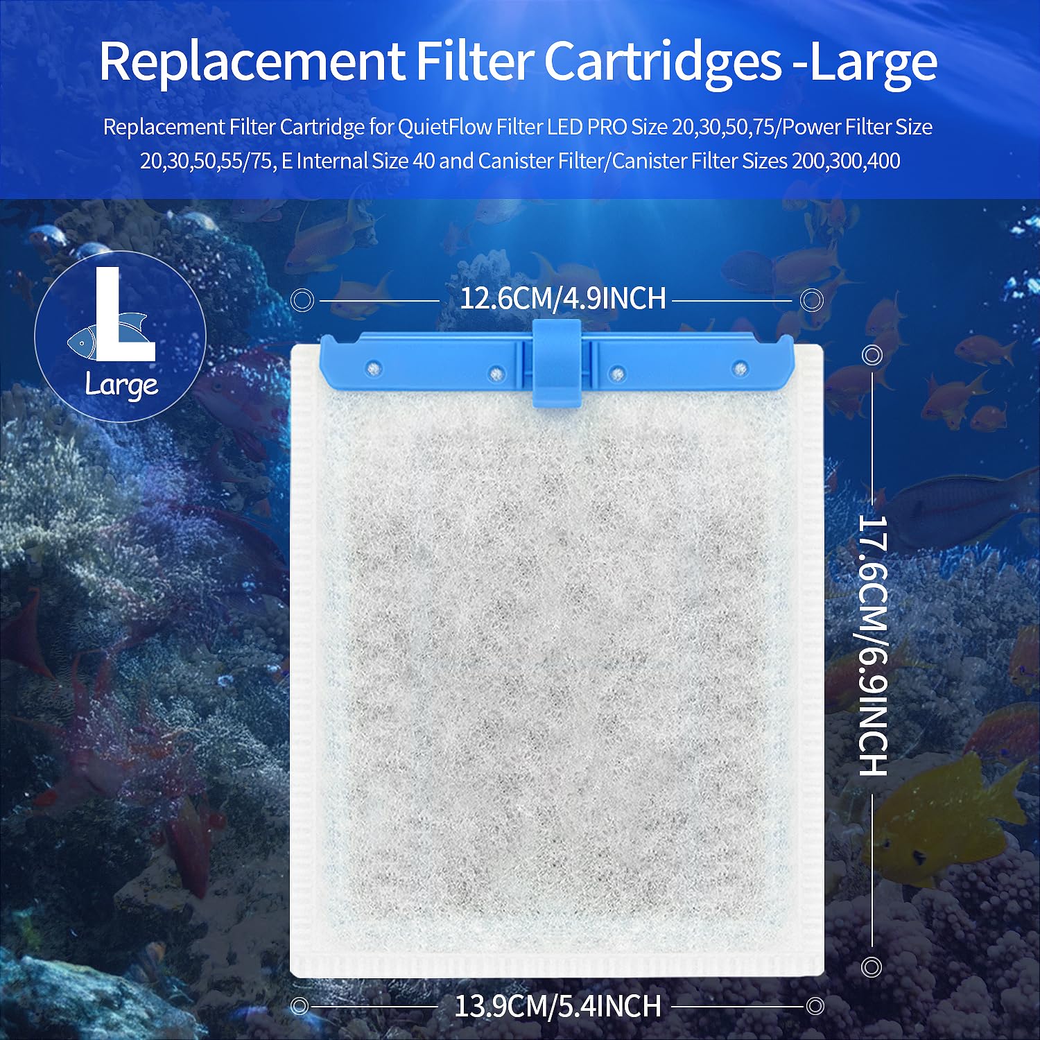 10 Pack Large Replacement Filter Cartridges Compatible For Aqueon Quietflow Power Filter Size 20,30,50,55/75 Or Led Pro Power Fi