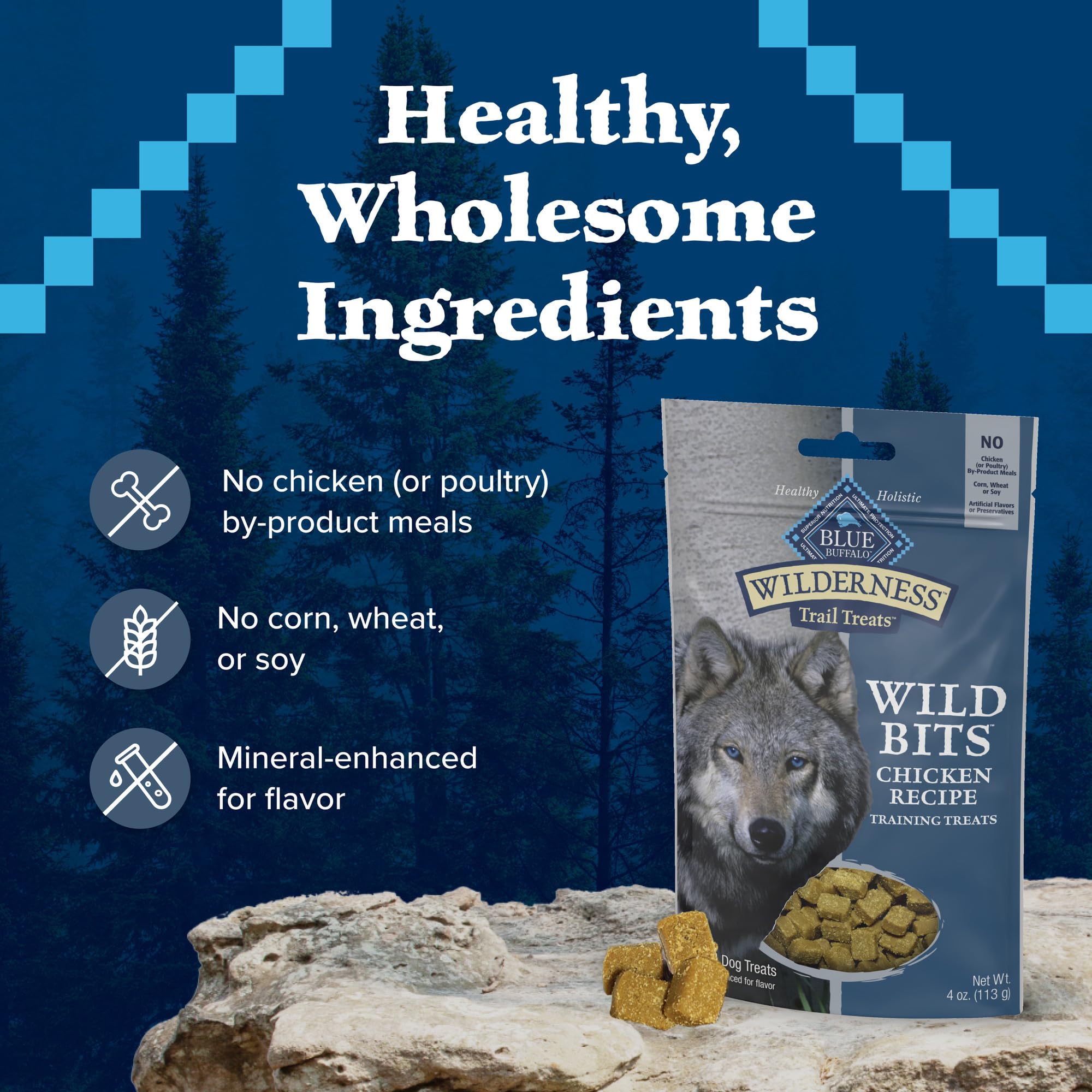 Blue Buffalo Wilderness Trail Treats Wild Bits High Protein Grain Free Soft-Moist Training Dog Treats, Chicken Recipe 10-oz bag