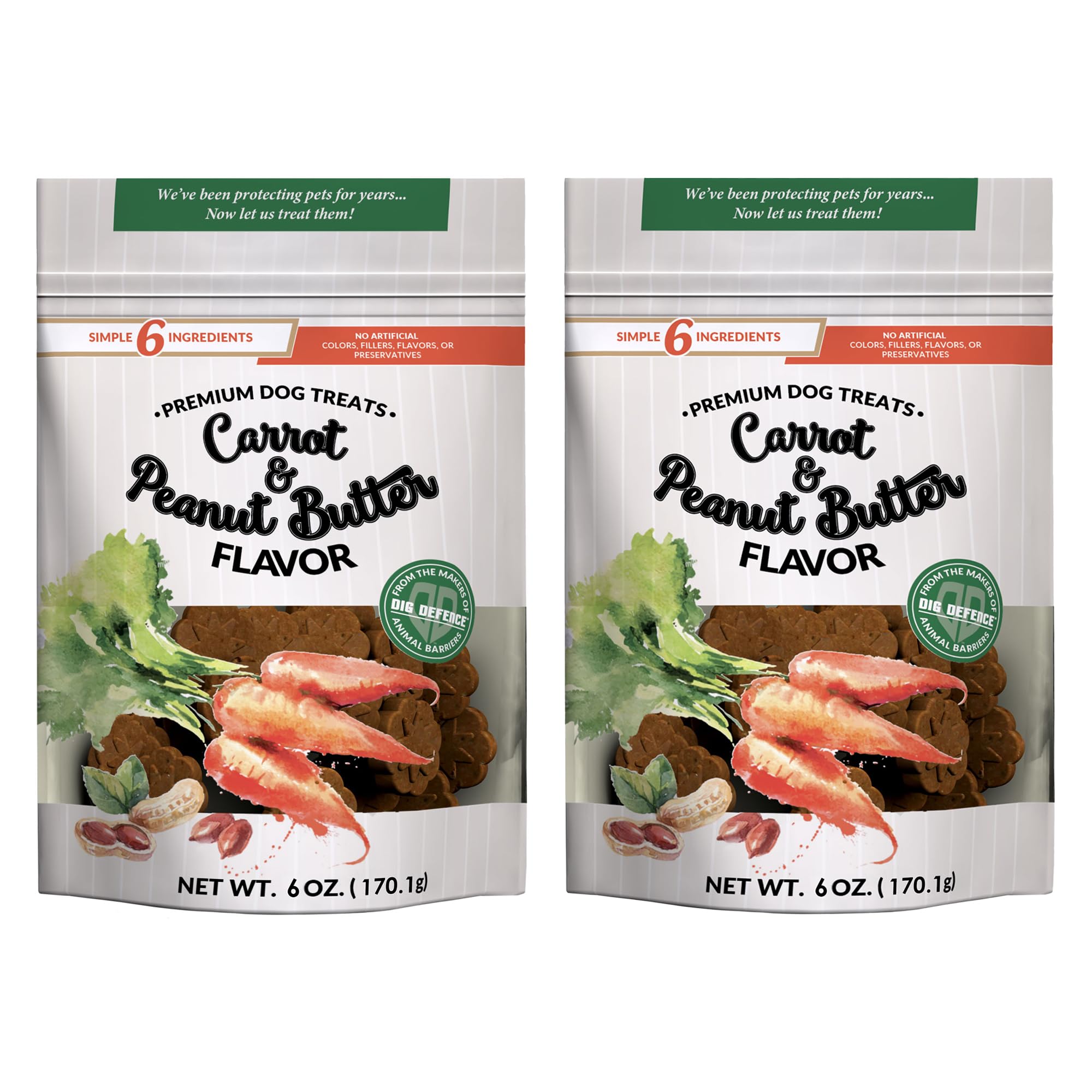 Dig Defence Premium Dog Treats - Carrot and Peanut Butter, Natural Ingredients, Baked Gourmet Snacks for Small & Big Dogs, Healt