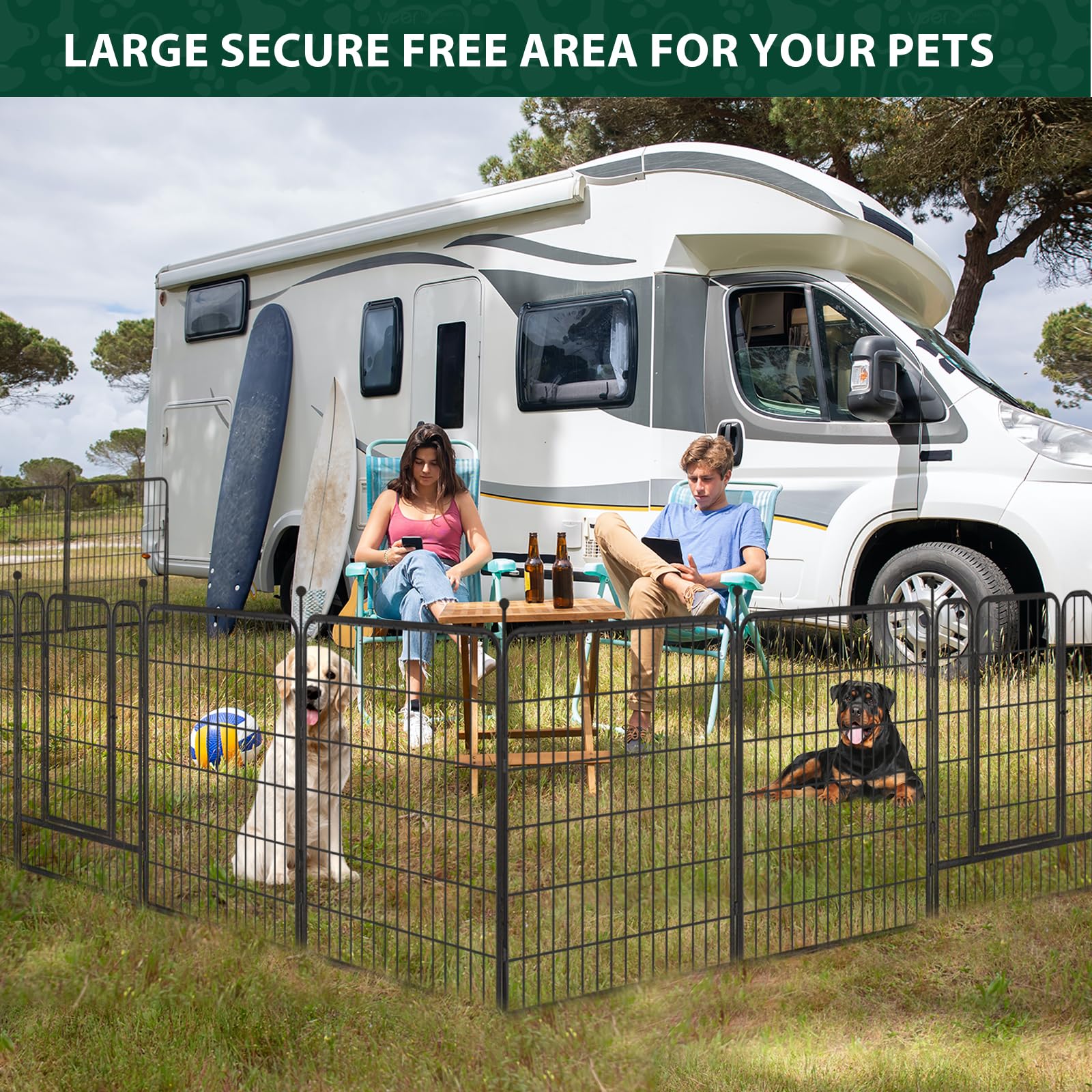 Viscoo Dog Playpen Outdoor, 16 Panels 40'' High Metal Dog Fence With Gate, Pet Fence For Large/Small Dogs, Portable Dog Fence Fo