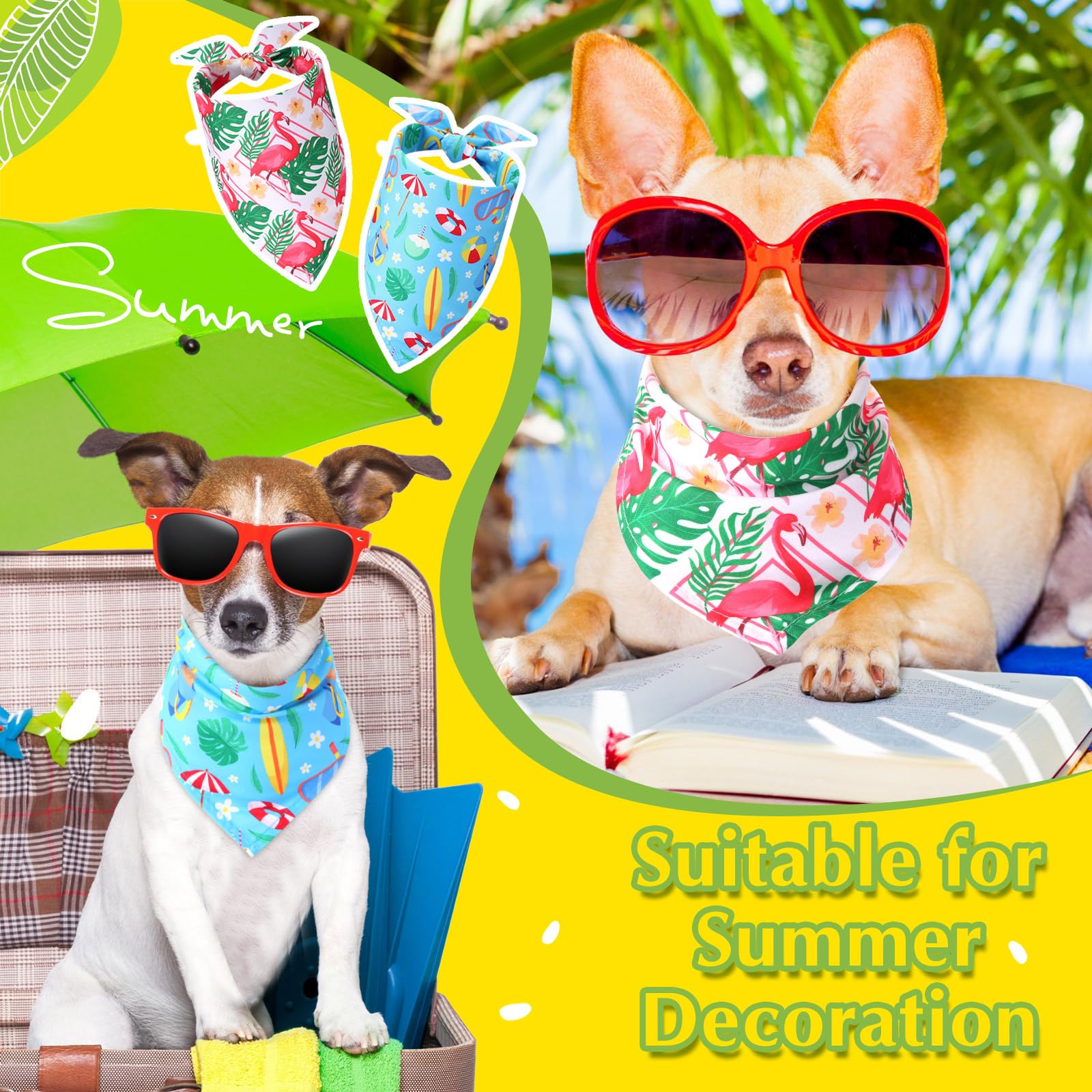Sweetude 50 Pcs Dog Bandanas Bulk Summer Puppy Bandanas Dogs Triangle Scarf Kerchief Set Holiday Pet Costume Accessories
