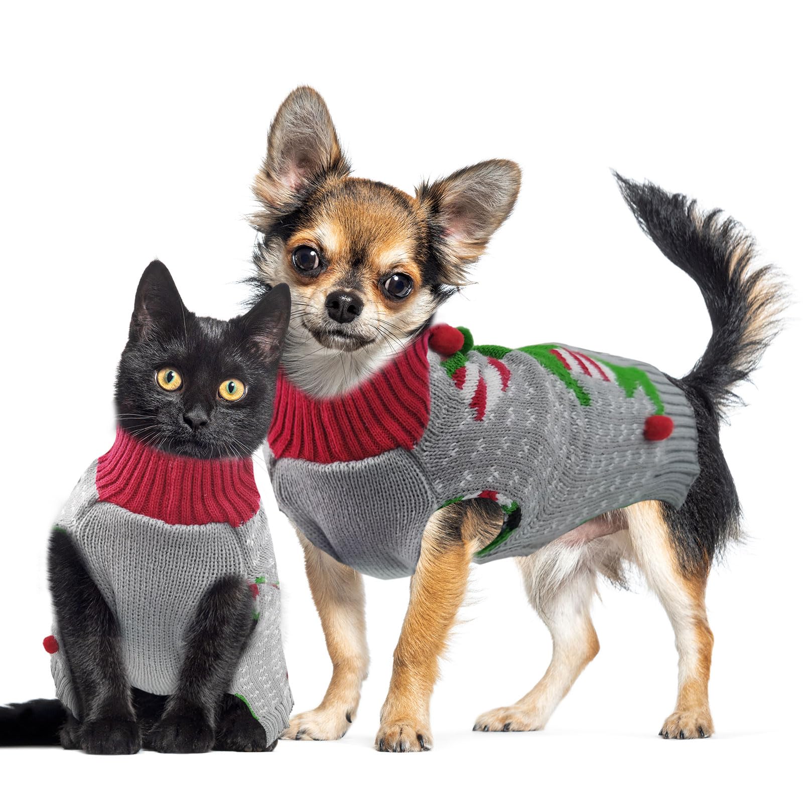 Doggyzstyle Dog Cat Ugly Christmas Sweater Boy Girl Xmas Pet Clothes Holiday Puppy Costume New Year Gifts For Small Medium Large Dogs Outfits (S, Grey Elf)
