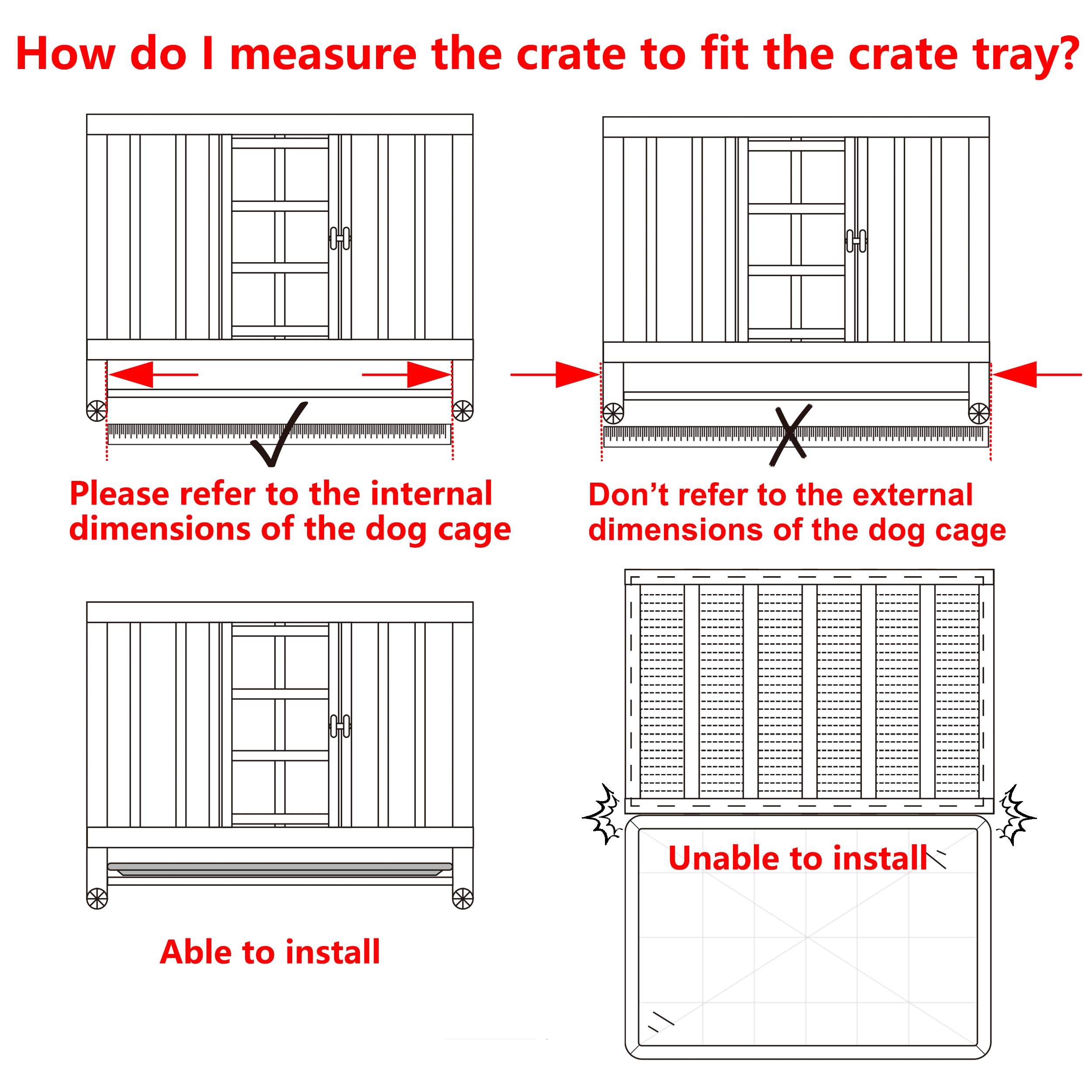 MOFBEAWK Dog Crate Tray 36 - ChewProof Replacement Pan, Easy to Clean, Easy to Assemble,Ideal for Potty Training - Perfect for P