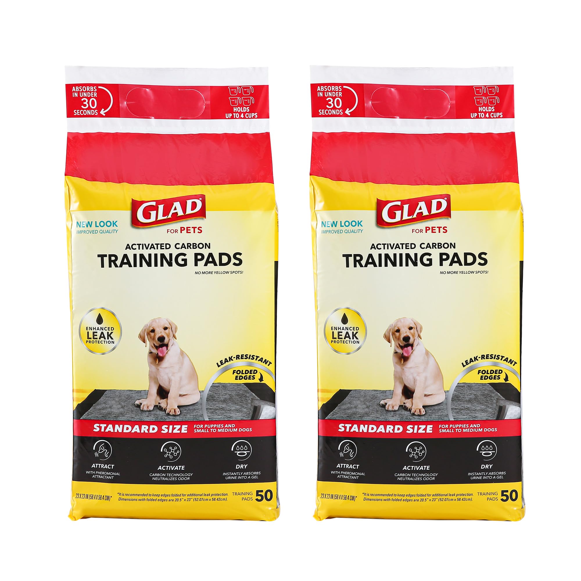 Glad for Pets Black Charcoal Dog Pads - Super Absorbent, Disposable Pee Pads for Puppy Potty Training & Indoor Use - 23 x 23 - 5