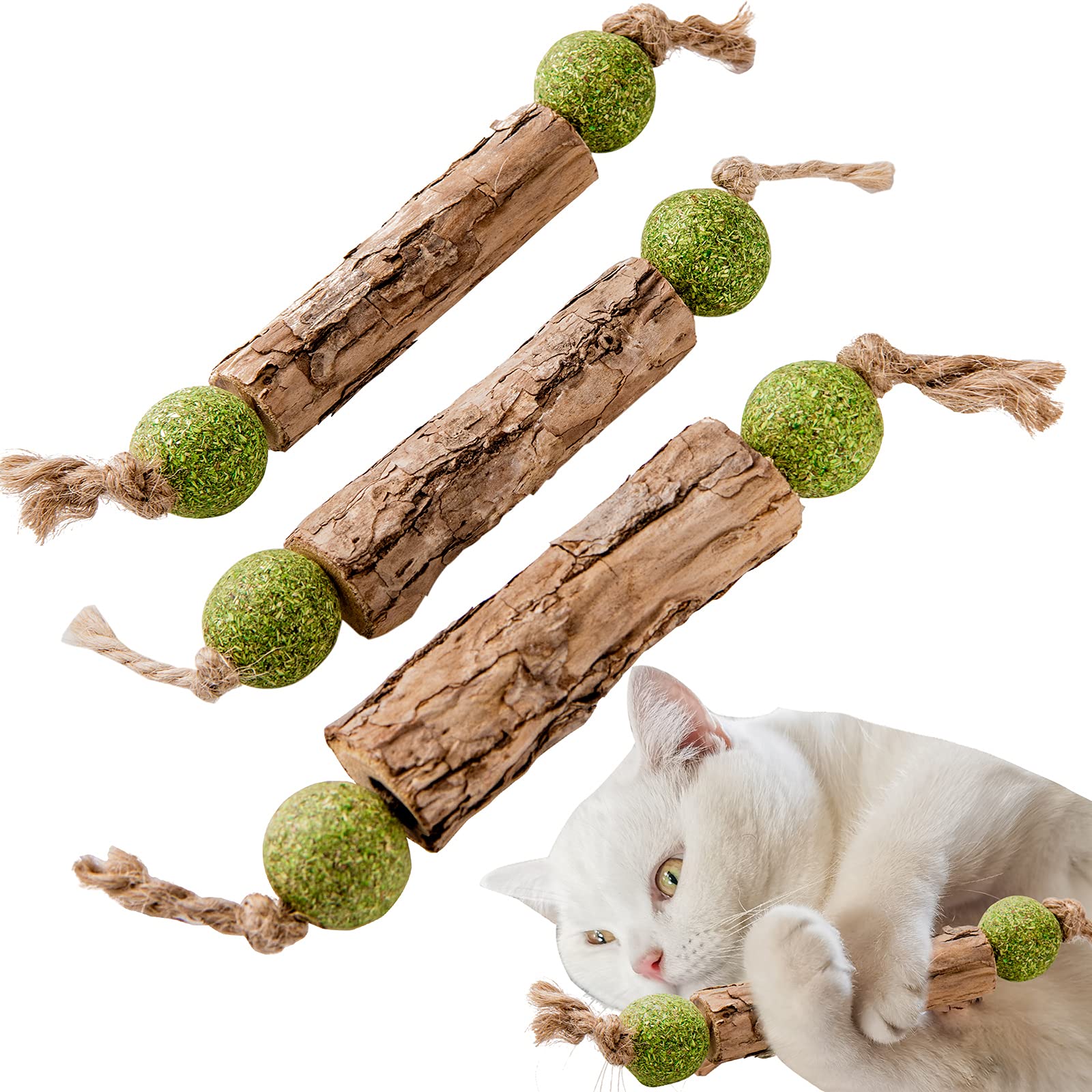 MIMIMOMO Silvervine Sticks Catnip Toys for Cats, 3 Pack, Interactive Indoor Cat Toy for Teeth Cleaning, Natural Matatabi Chew Tr