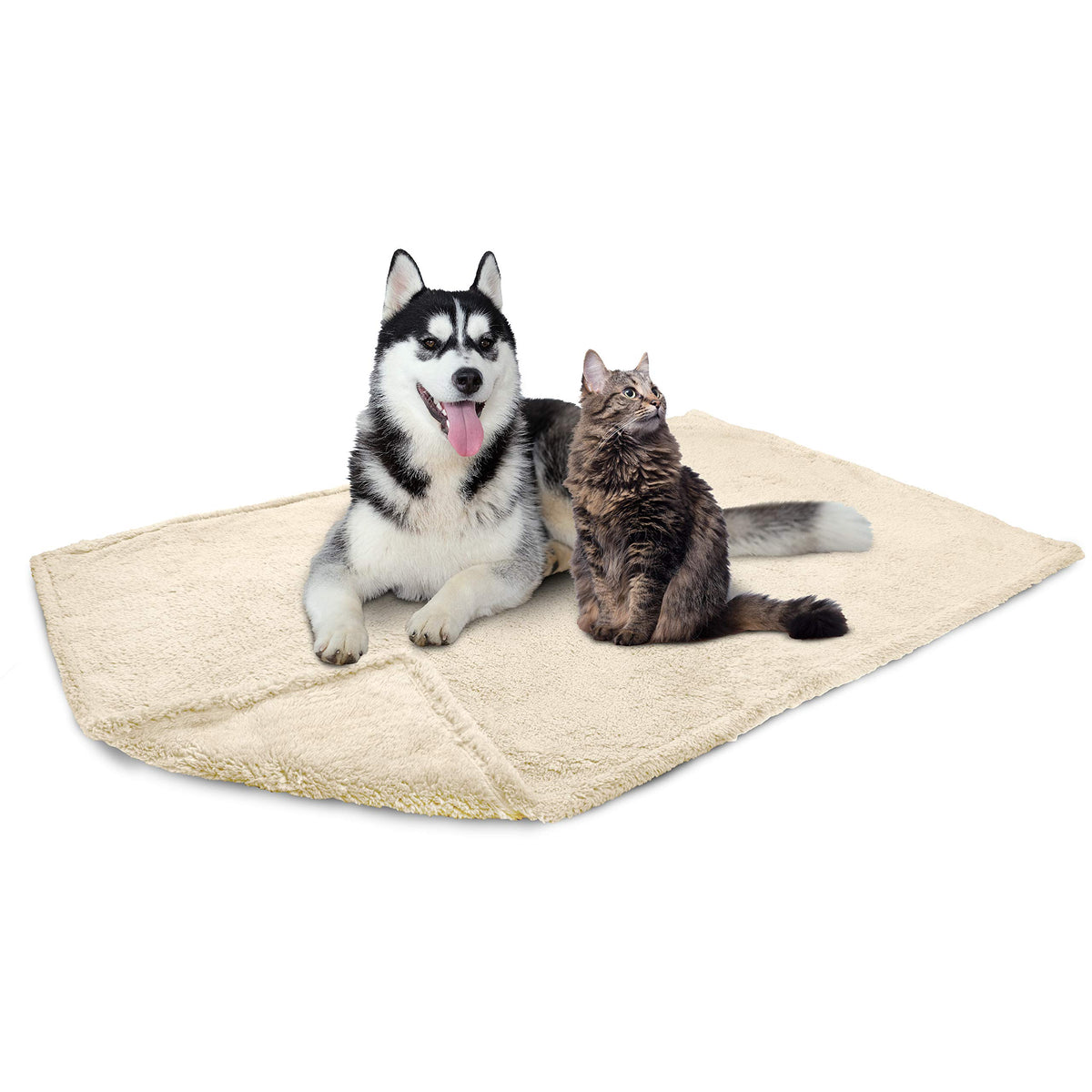 Petami Fluffy Waterproof Dog Blanket For Medium Large Dogs, Soft Warm Pet Sherpa Throw Pee Proof Couch Cover, Reversible Cat Bed Blanket Sofa Protector, Plush Washable Pad (Beige Cream, 40X60)