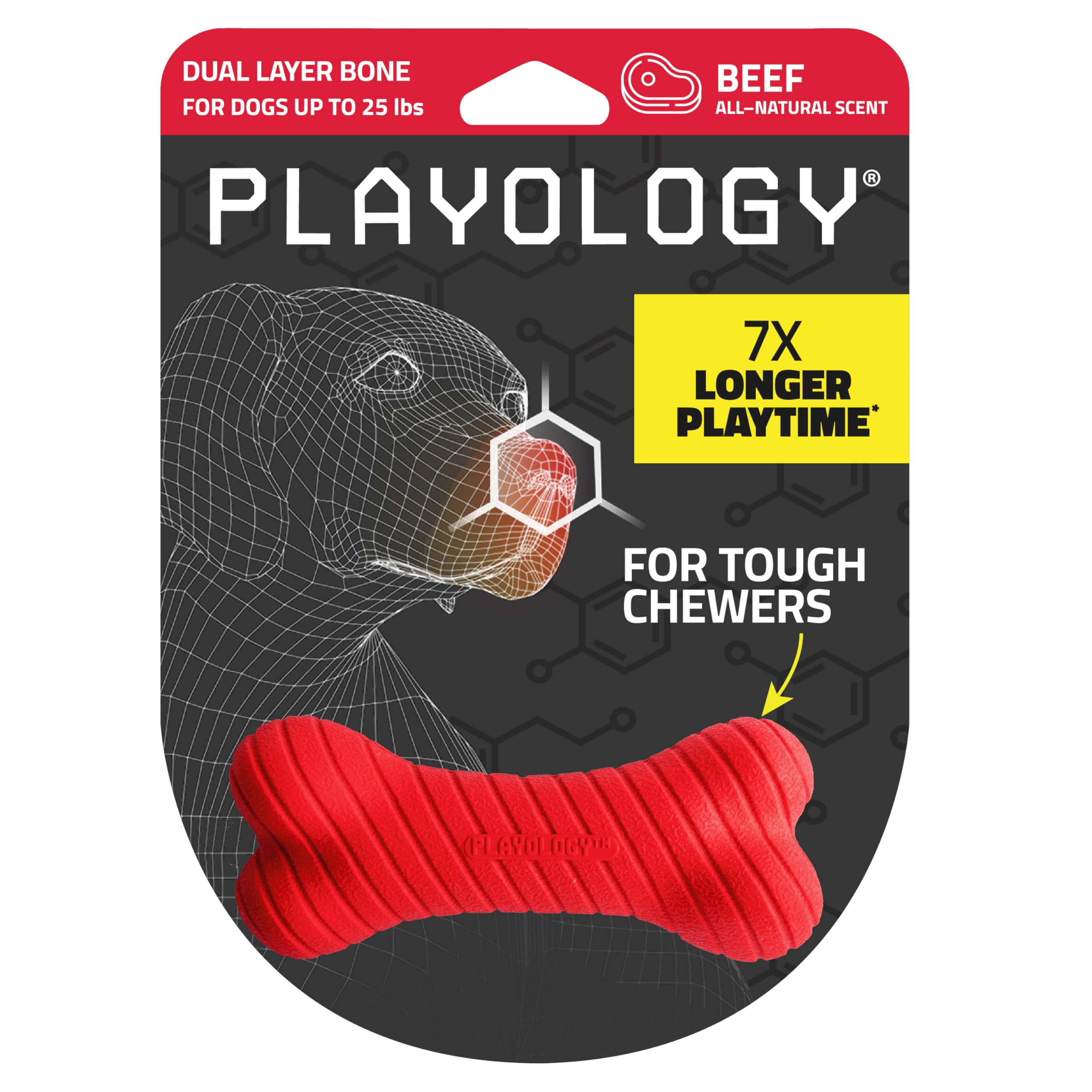 Playology Dual Layer Bone | Engaging All Natural Peanut Butter Scented Dog Toys, Value 2-Pack | Blue Bone For Small Dogs Up To 2