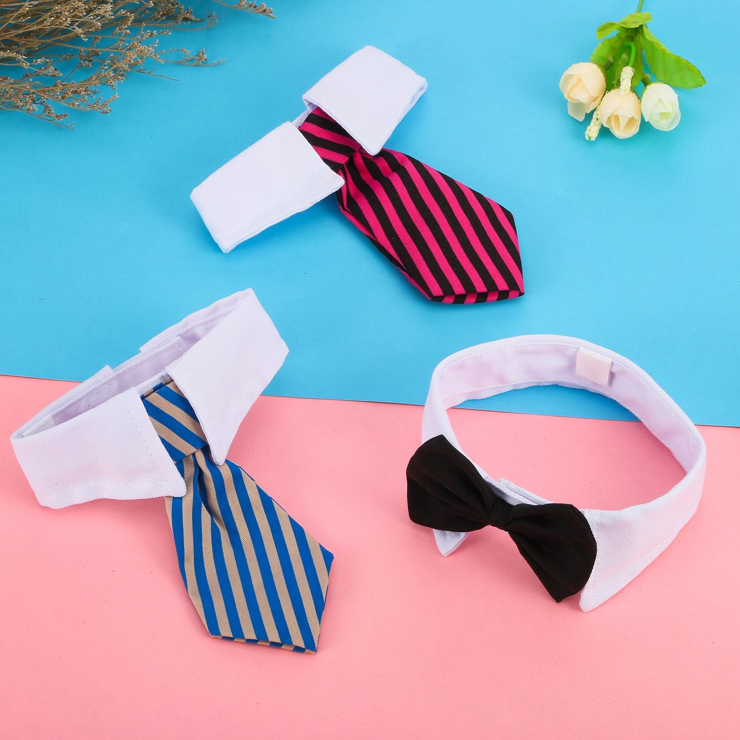 Shappy 3 Pieces Dog Cat Bow Tie Pet Costume Cat Wedding Bowtie Formal Dog Collar Adjustable Necktie Collar For Cat Small Puppy Grooming Accessories