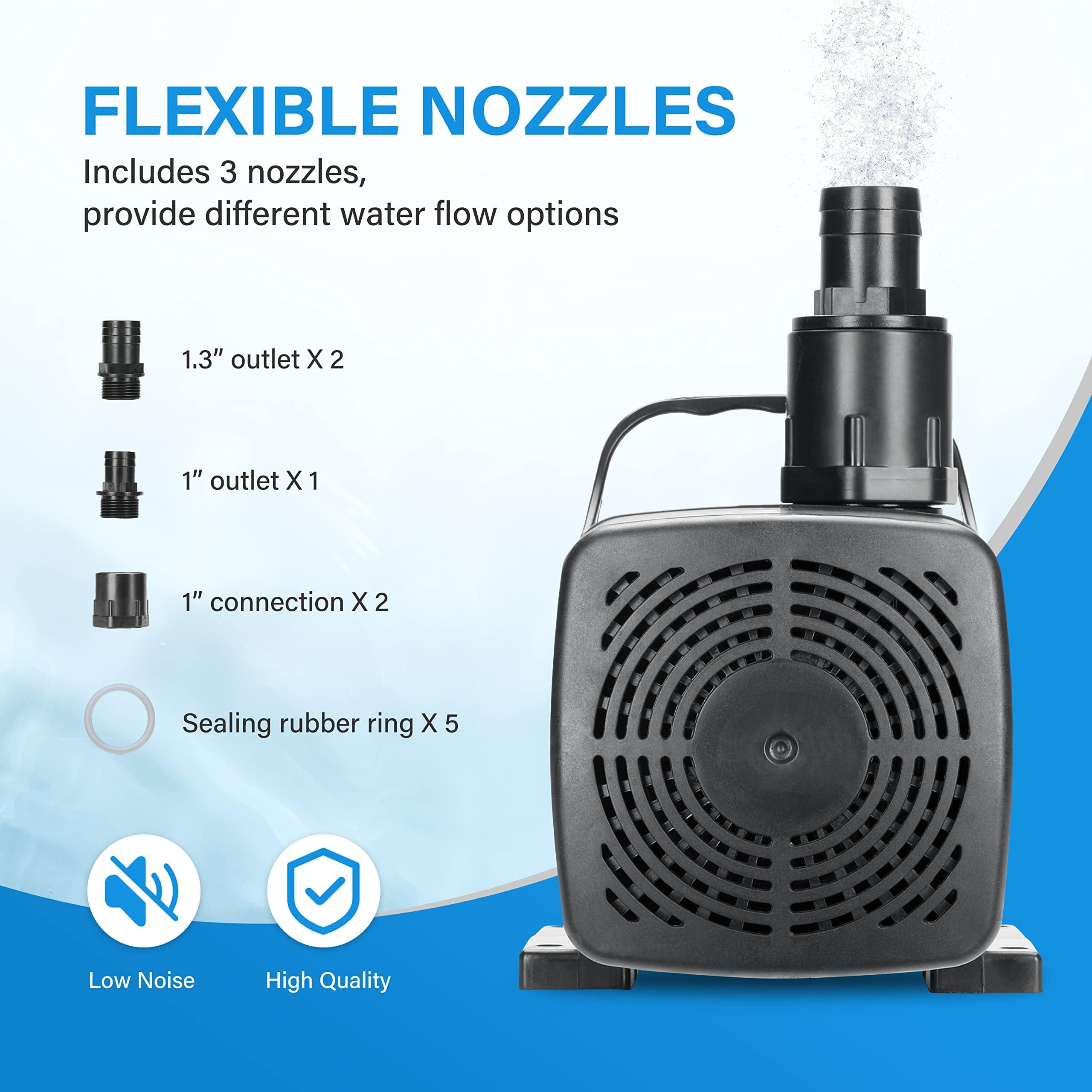 Simple Deluxe 180W 2642GPH Submersible Water Pump(10000L/H), Ultra Quiet(20.7ft High Lift), with 16ft Power Cord for Fish Tank,
