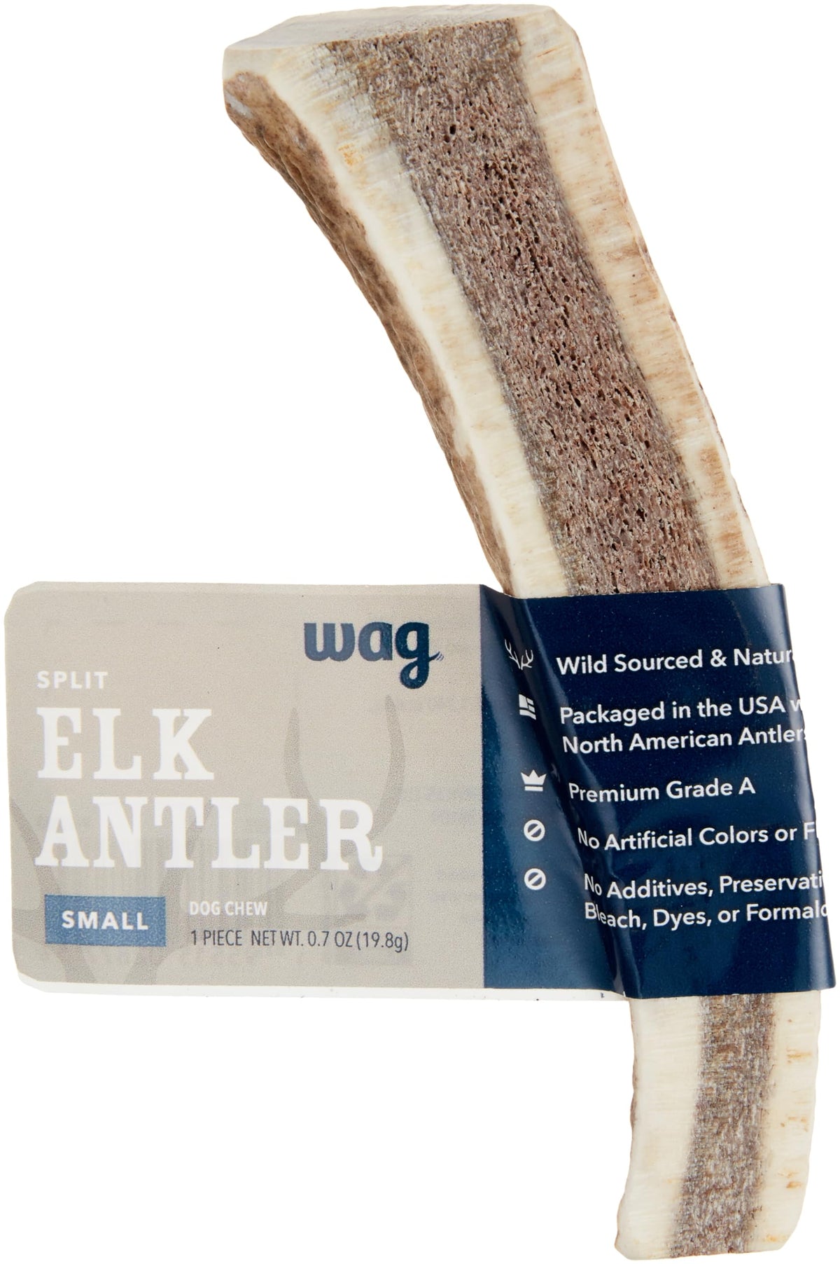 Amazon Brand - Wag Split Elk Antler, Naturally Shed, Small (Best For Dogs Under 15 Lbs)