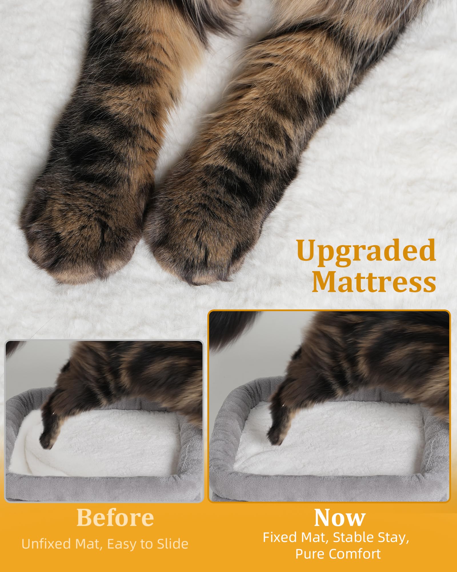 Aechonow 14In Cat Tree Tower With 20 * 16.5In Perch Bed And Washable Top For Large Adult Cats, Condo And Scratching Post For Ind