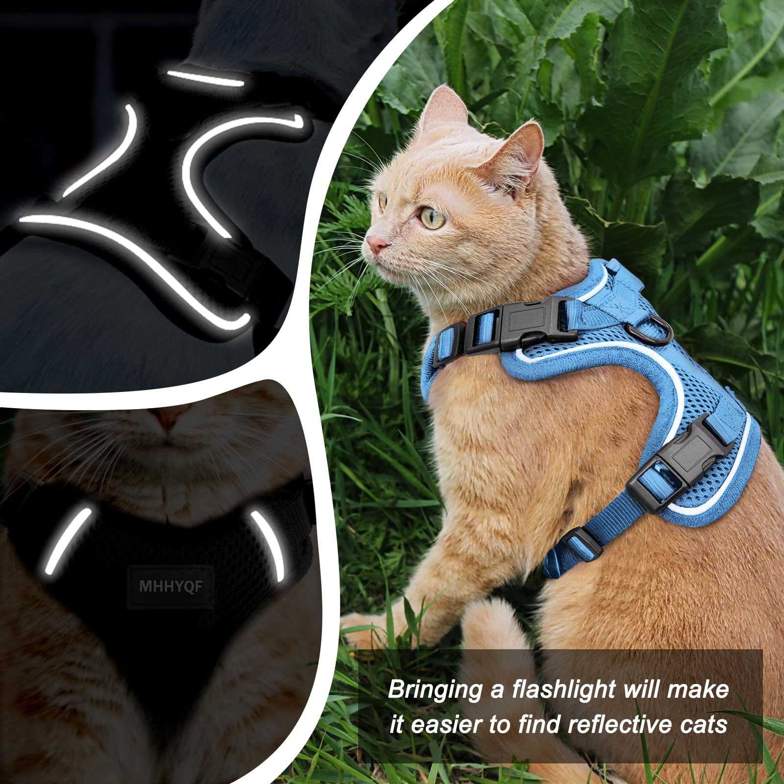 Cat Harness, Cat Harness and Leash for Walking, Escape Proof Soft Adjustable Vest Harnesses for Cats, Easy Control Breathable Re