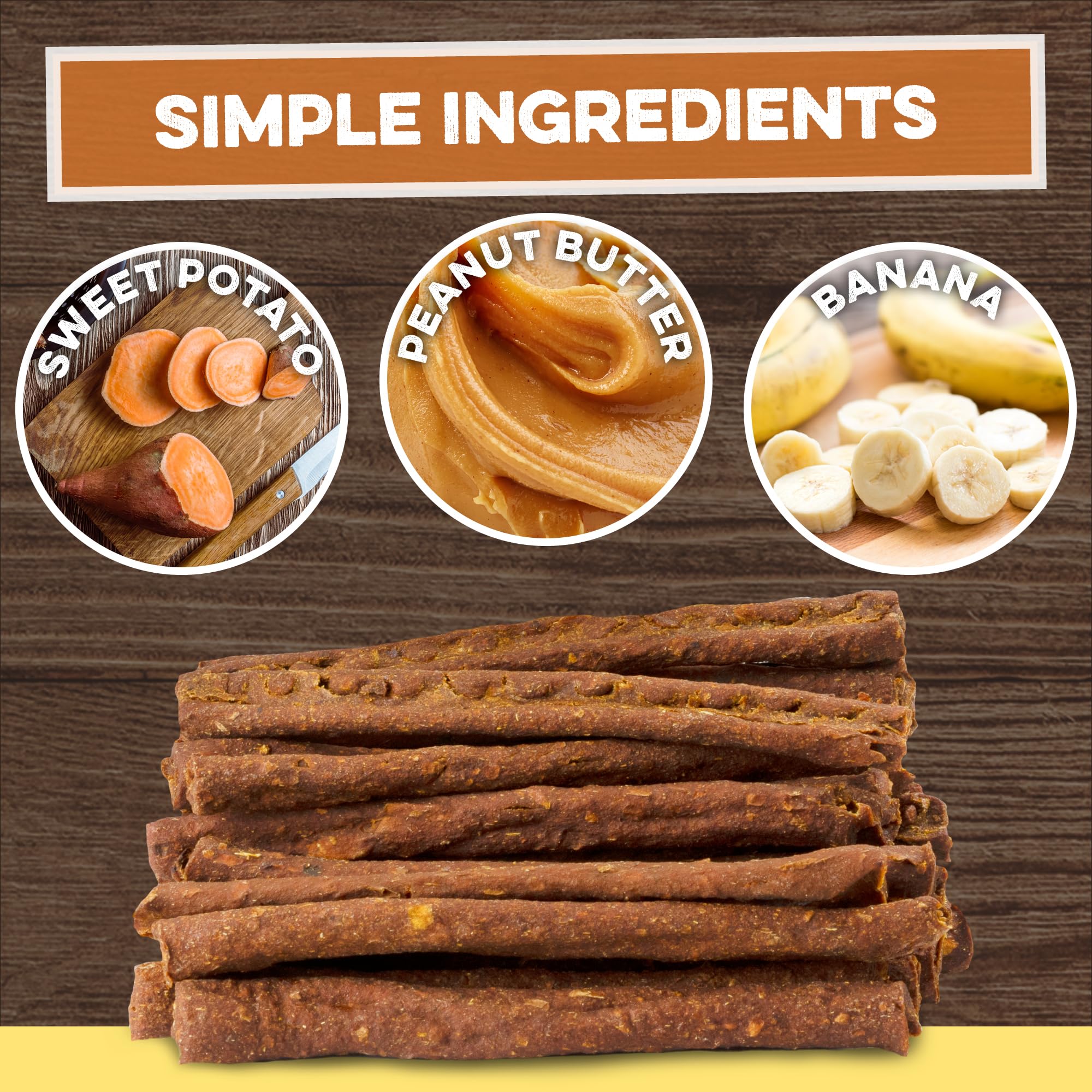 BRUTUS & BARNABY USA Sweet Potato Dog Treats - Grain Free, Peanut Butter Crunchy Sticks are Great Tasting, Promotes Positive Dog