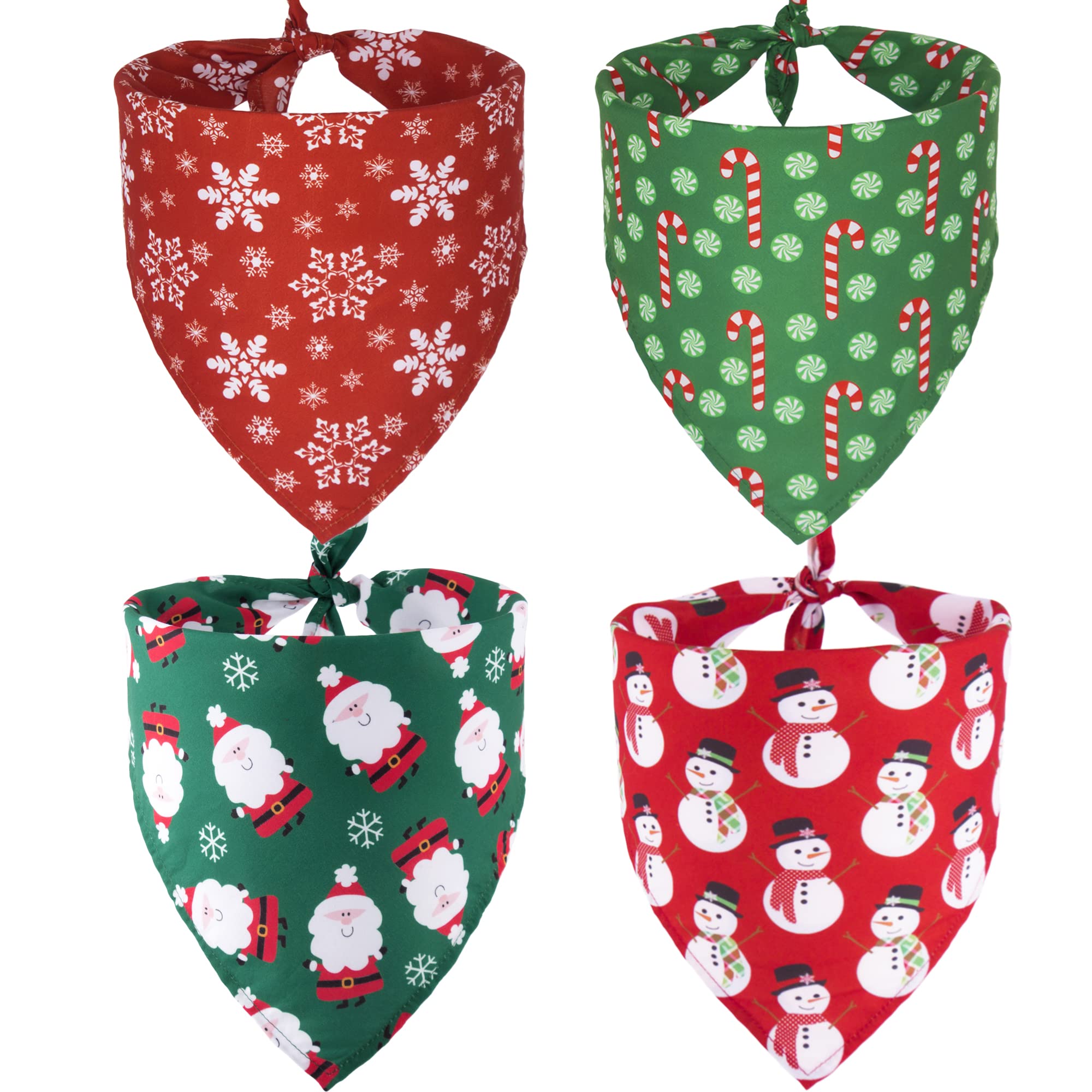 ADOGGYGO 4 Pack Dog Bandana Christmas Scarf Bibs Kerchief Set Pet Christmas Costume Xmas Holiday Bandanas for Small Dogs Pets (S