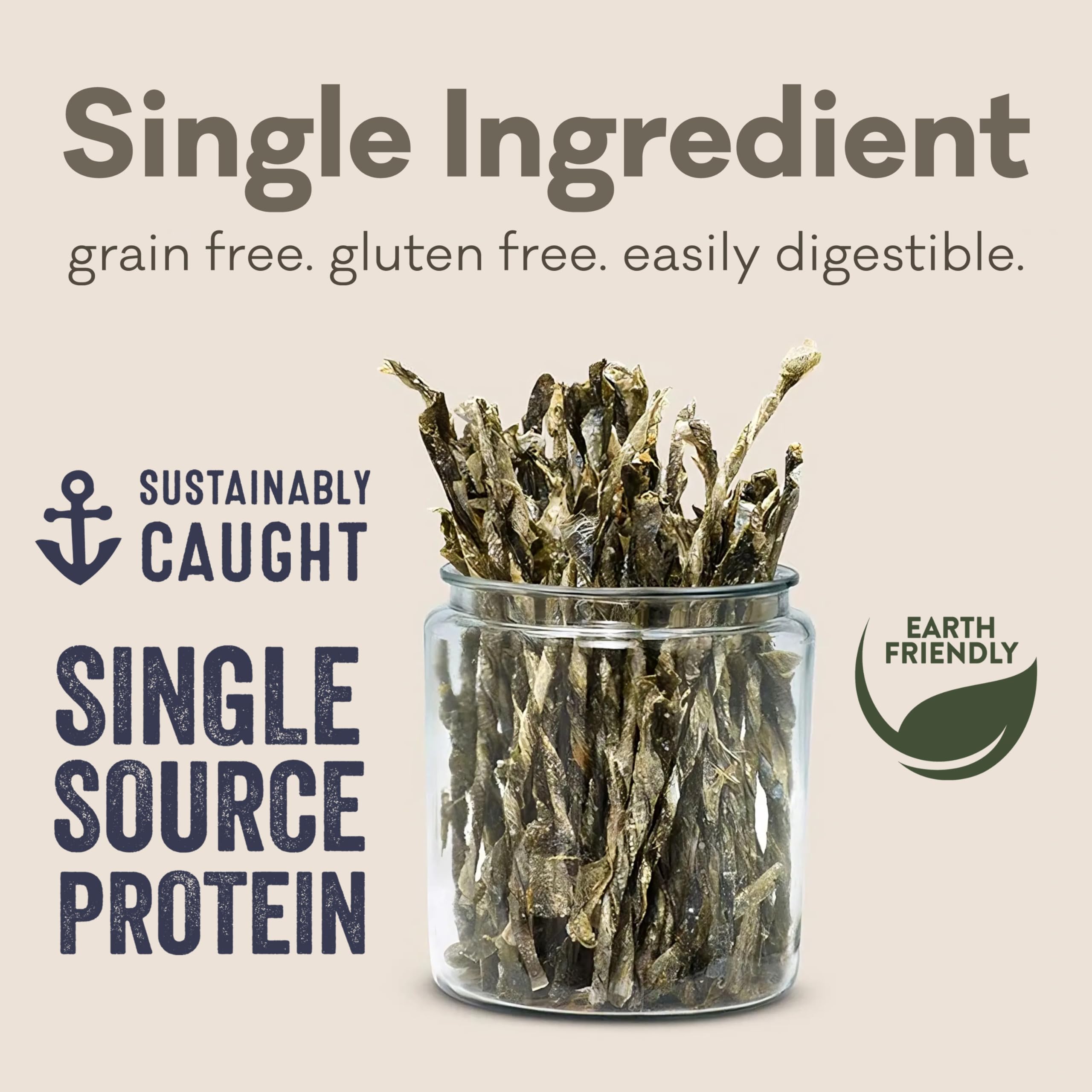 Polkadog Cod Skins Dog Treat - Lean Protein, Made in USA, Single-Ingredient, Grain & Gluten Free, for All Breeds - Crunchy Fish