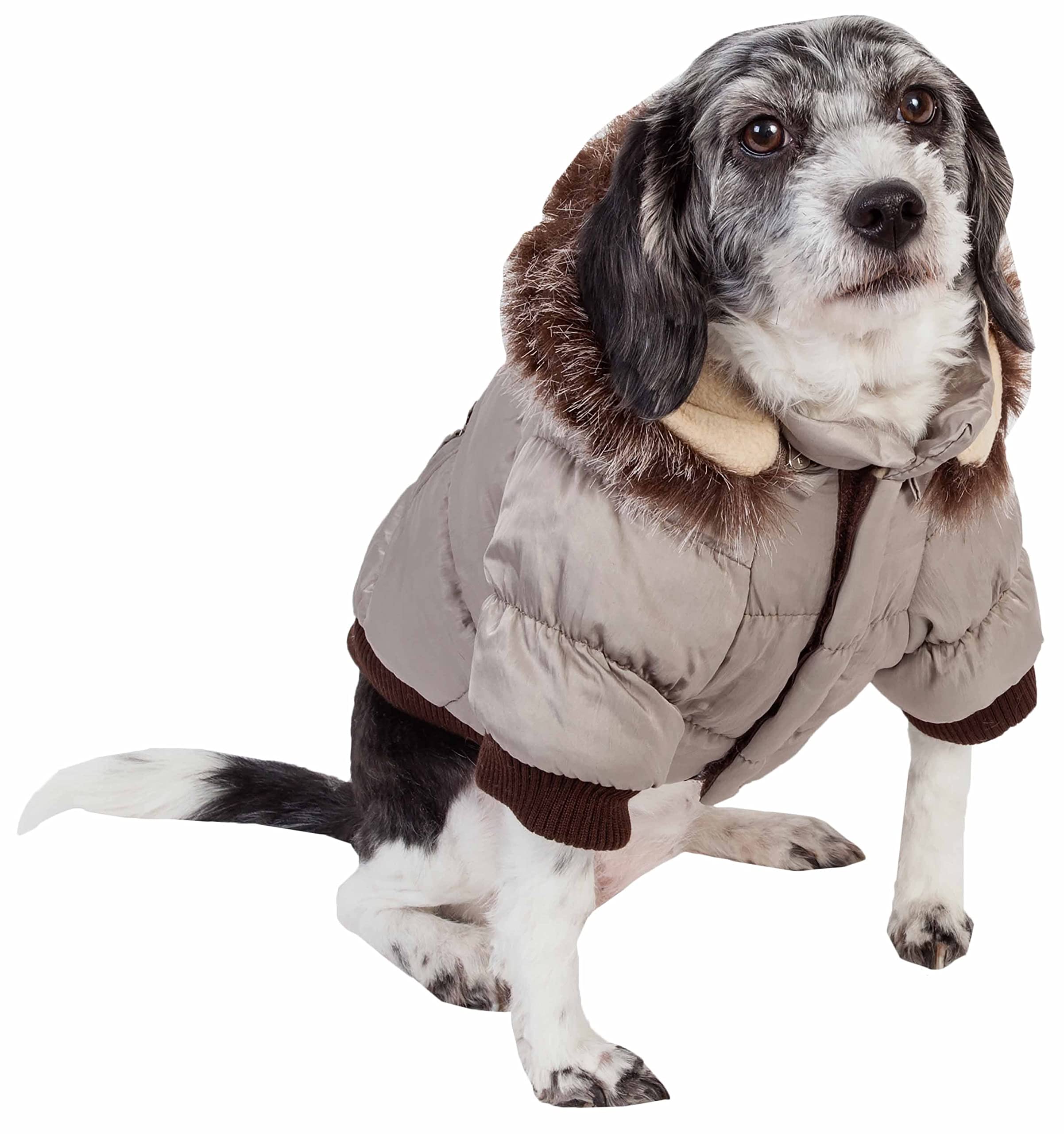 PET LIFE Classic Metallic Fashion Pet Dog Coat Jacket Parka w/ 3M Insulation and Removable Hood, X-Small, Metallic Grey