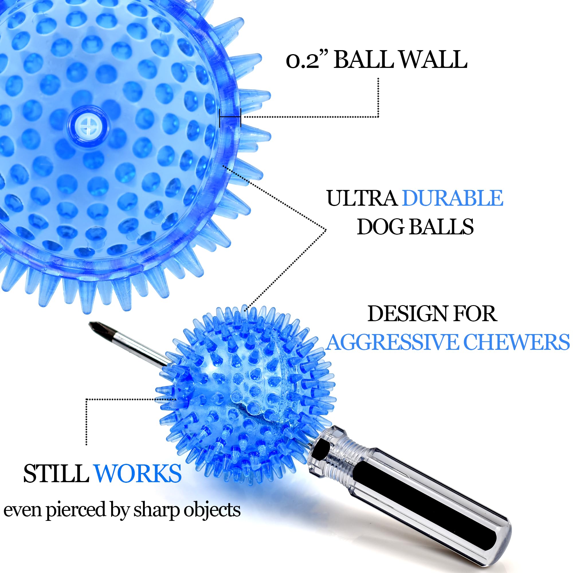Ousiya 2.5    Dog Balls (8 Colors) Squeaky Dog Toy Balls for Small Medium Dogs, Puppy Chew Toys Balls for Teething, Spiky Dog Ba