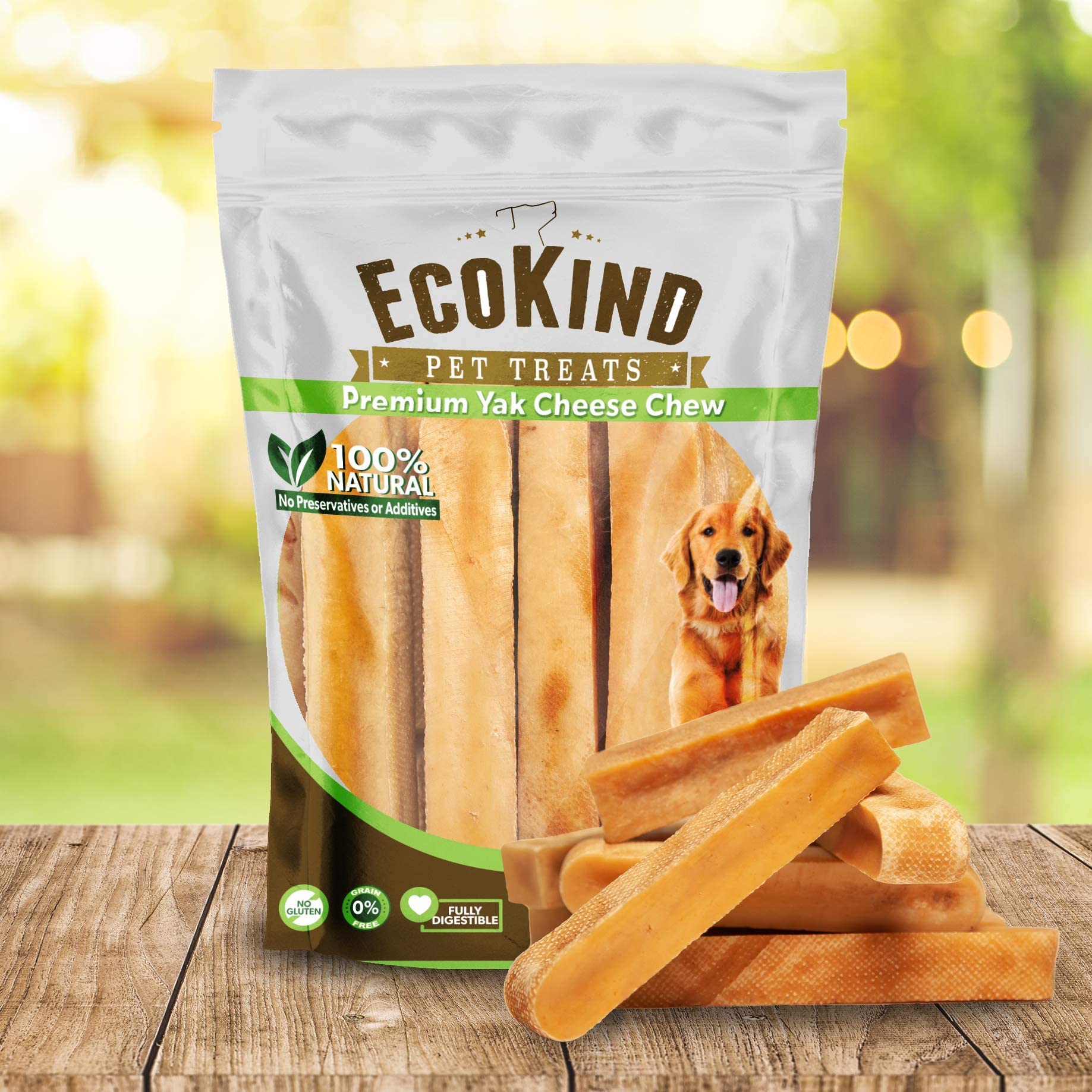 EcoKind Pet Treats Gold Himalayan Yak Cheese Medium Dog Chew | Great Treats for Dogs, Indoors & Outdoor Use - 3 Medium Chews